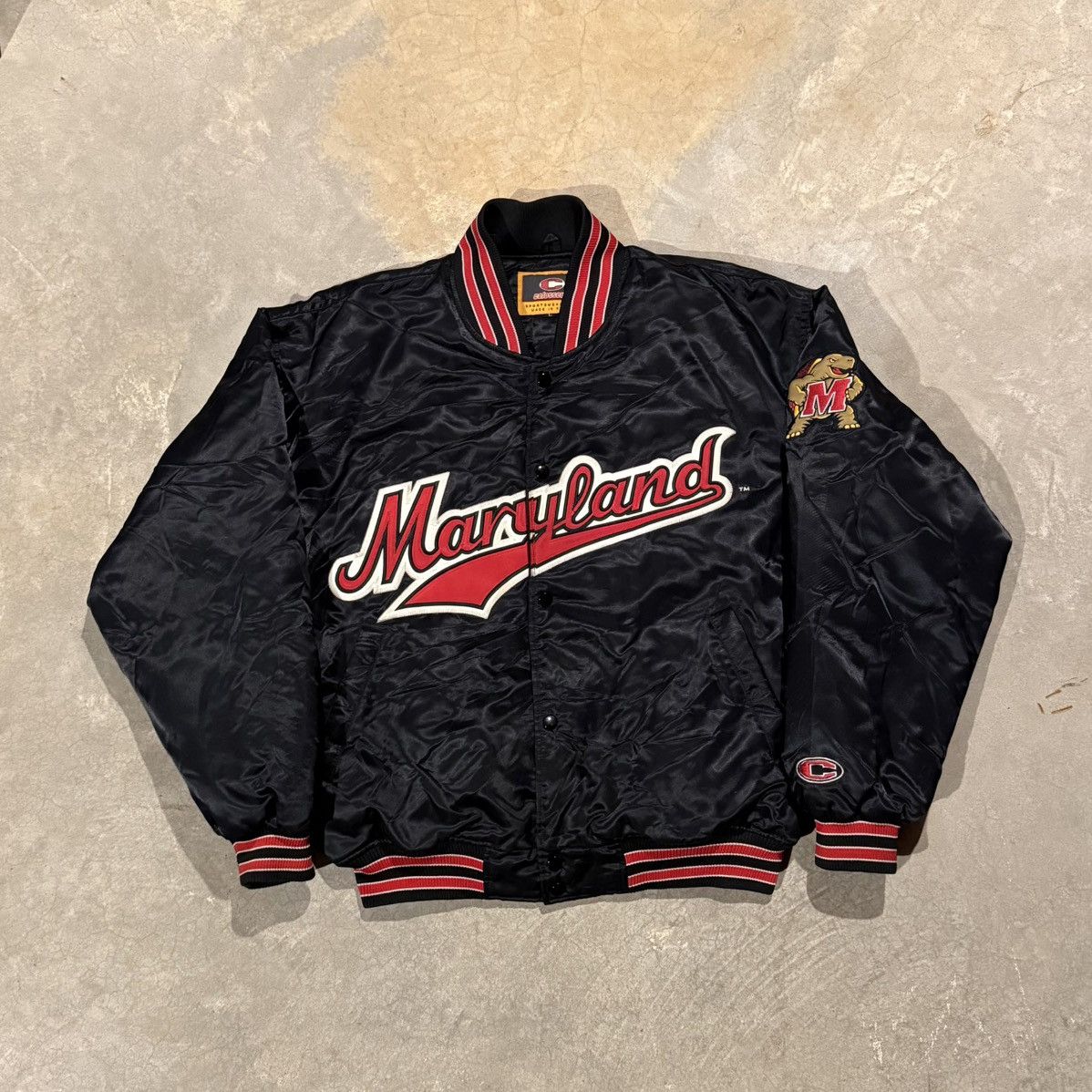 Vintage Vtg 2000s University of Maryland Satin Bomber Jacket Starter Size US L / EU 52-54 / 3 - 1 Thumbnail