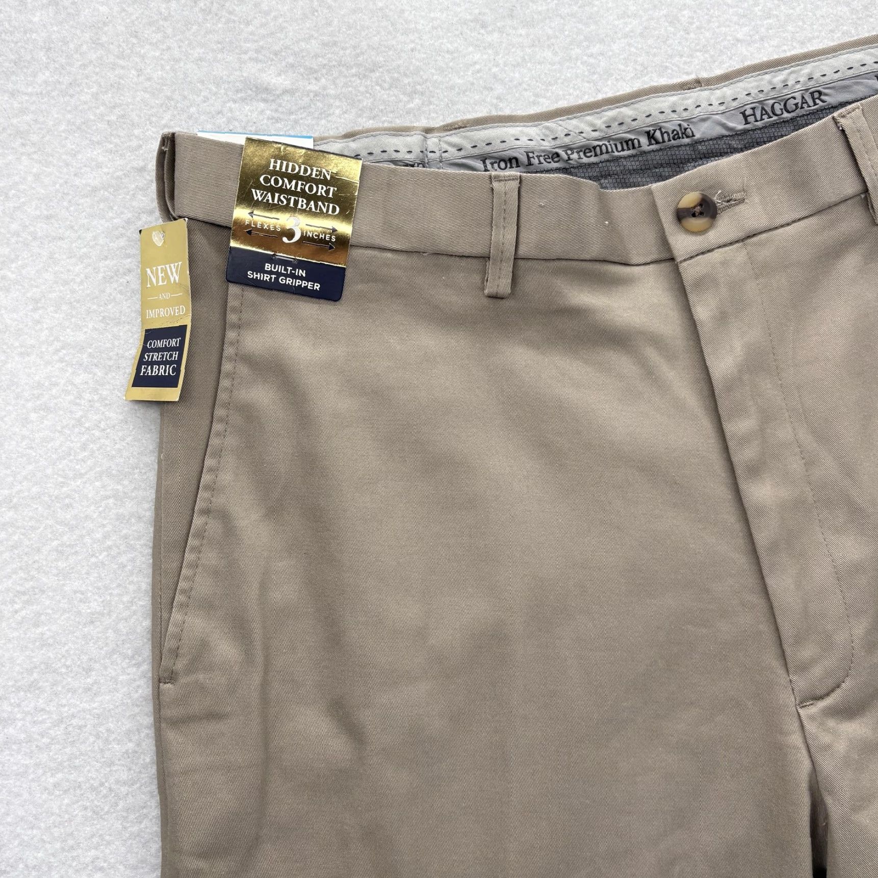 Haggar Haggar Iron Free Premium Khaki Pants Mens 36x34 Beige Classic Fit Stretch NWT Pants Mens 36 Beige Classic Fit Khaki Iron Free Premium Haggar NWT Size US 36 / EU 52 - 4 Thumbnail