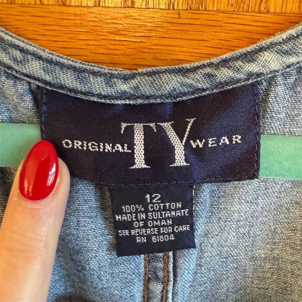 Other Vintage TY Wear Women's Blue Denim Knee Length Dress Size 1 Size XL / US 12-14 / IT 48-50 - 5 Thumbnail