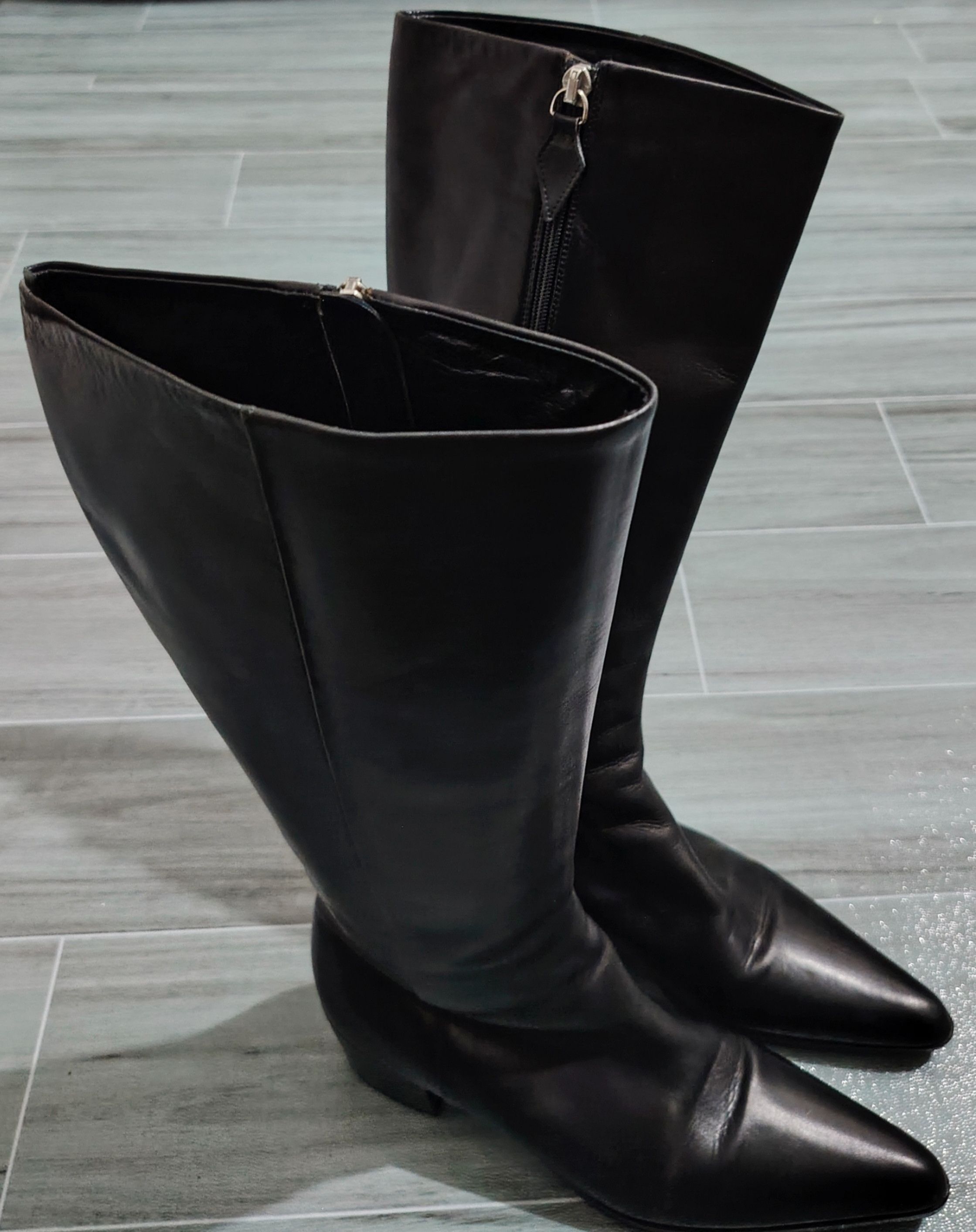 Jil Sander JIL SANDER - RAF SIMONS - Leather Knee-High Side Zip Boots Size US 6 / IT 36 - 1 Thumbnail