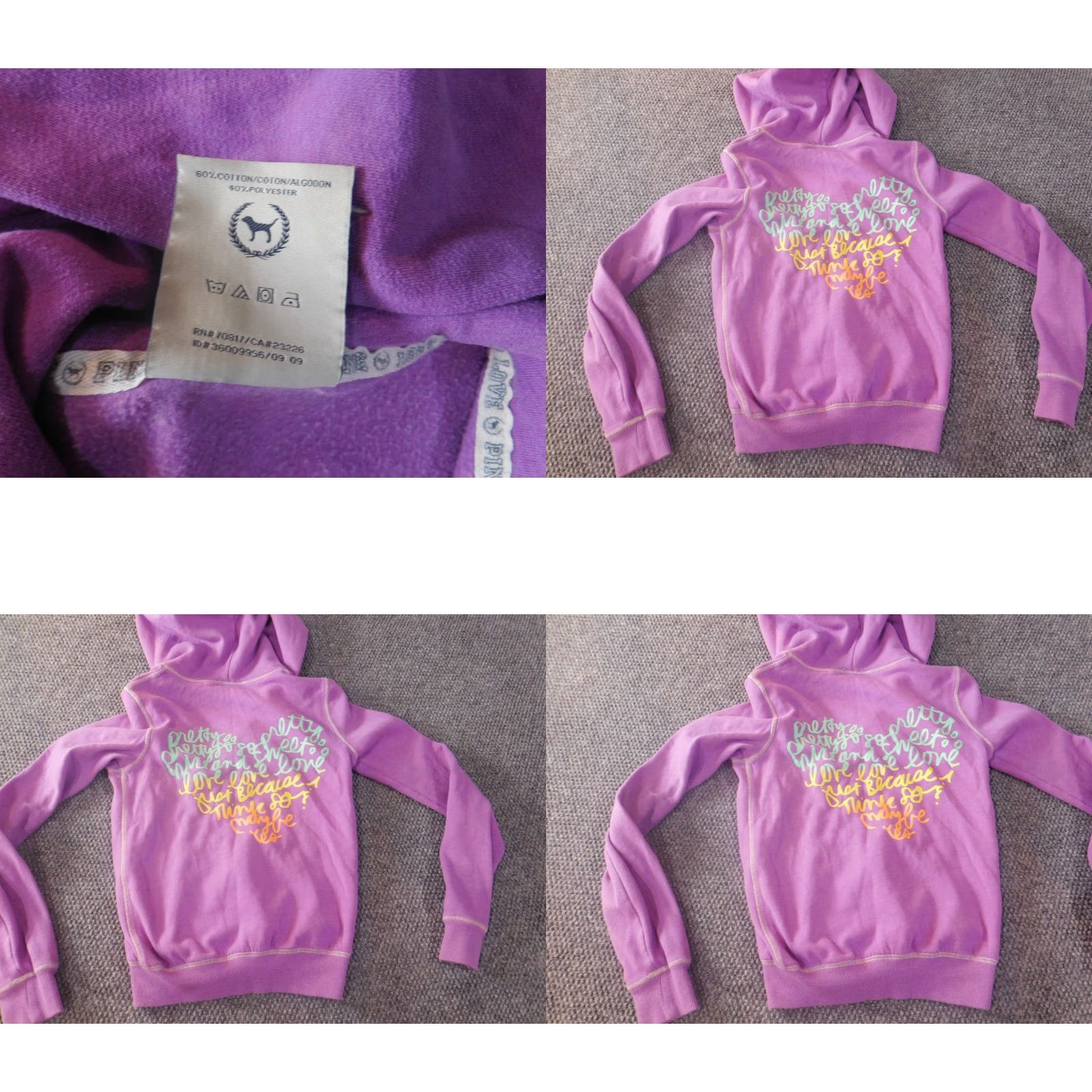 Pinko PINK Hoodie Women XS Purple Full Zip Size XS / US 0-2 / IT 36-38 - 8 Thumbnail
