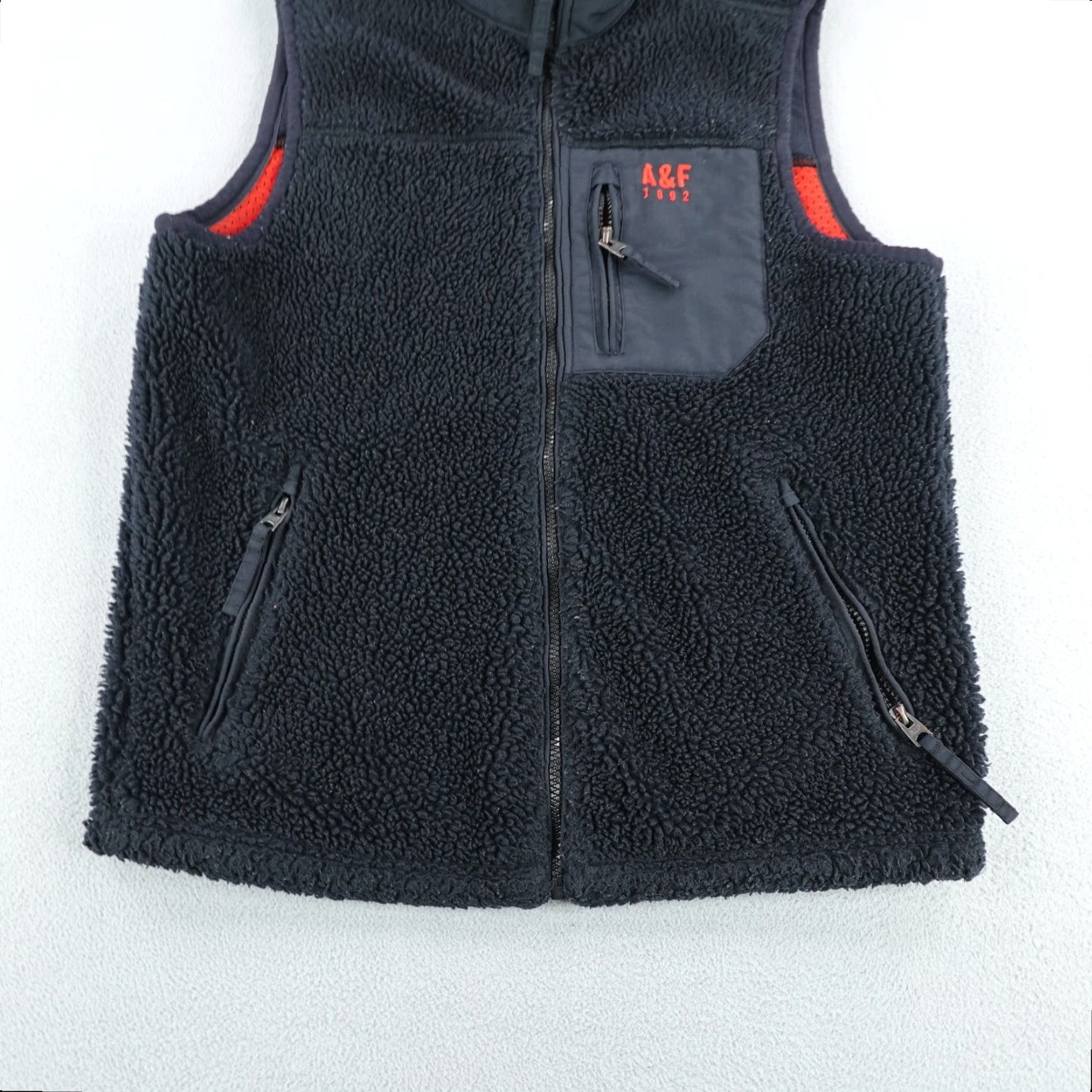Abercrombie & Fitch Abercrombie & Fitch Vest Mens Medium Dark Blue Sherpa Fleece Zip Up Pile Deep Size US M / EU 48-50 / 2 - 4 Thumbnail