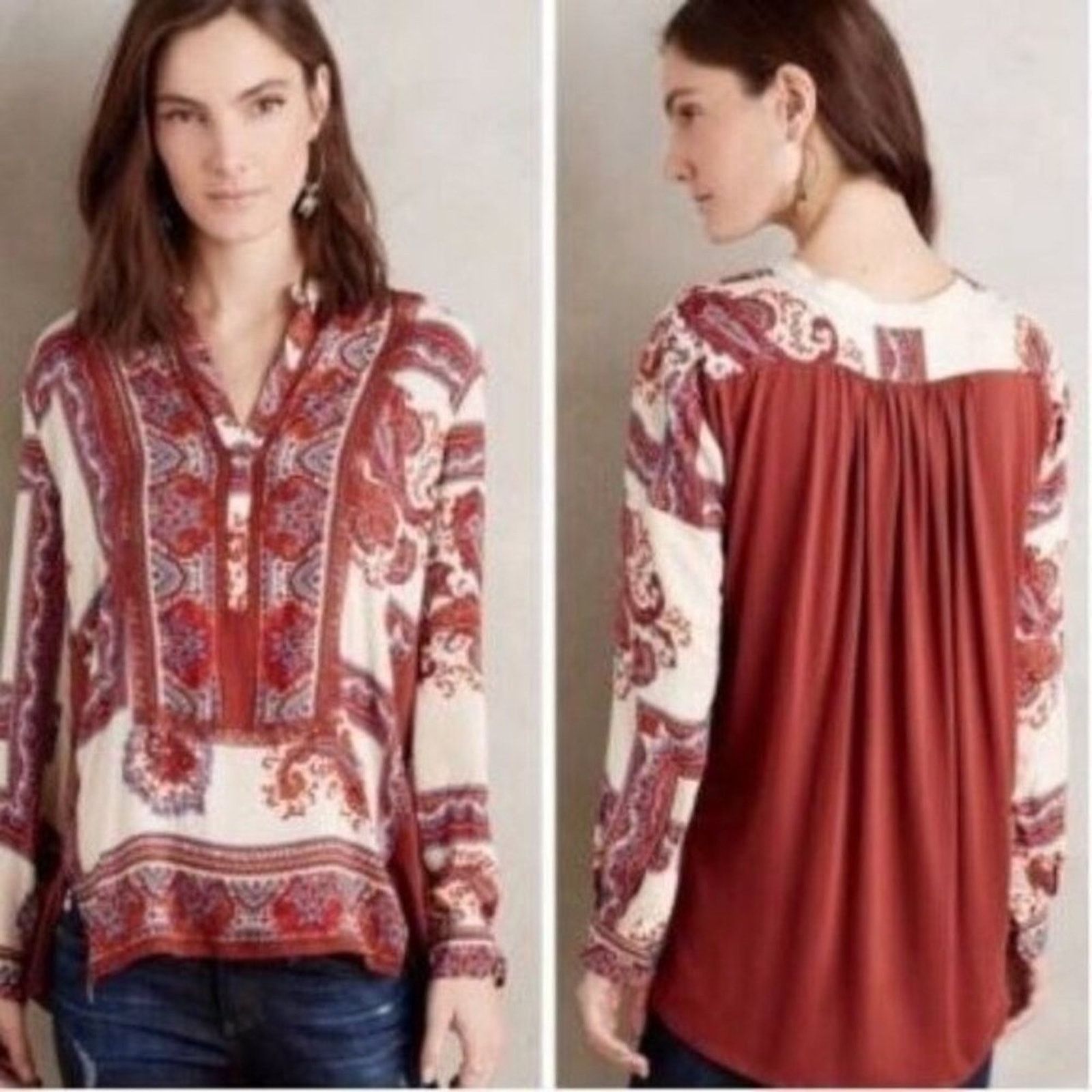 Anthropologie Anthropologie · Tiny Nahara Blouse · Rayon Split Neck Small Size S / US 4 / IT 40 - 10 Thumbnail
