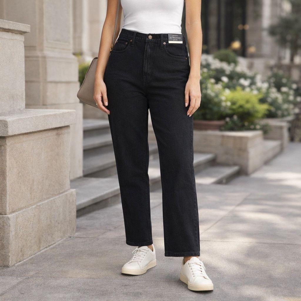 Abercrombie & Fitch A&F 90s Straight Ultra High Rise Black Jeans 32 14R NWT Size 32" / US 10 / IT 46 - 1 Thumbnail