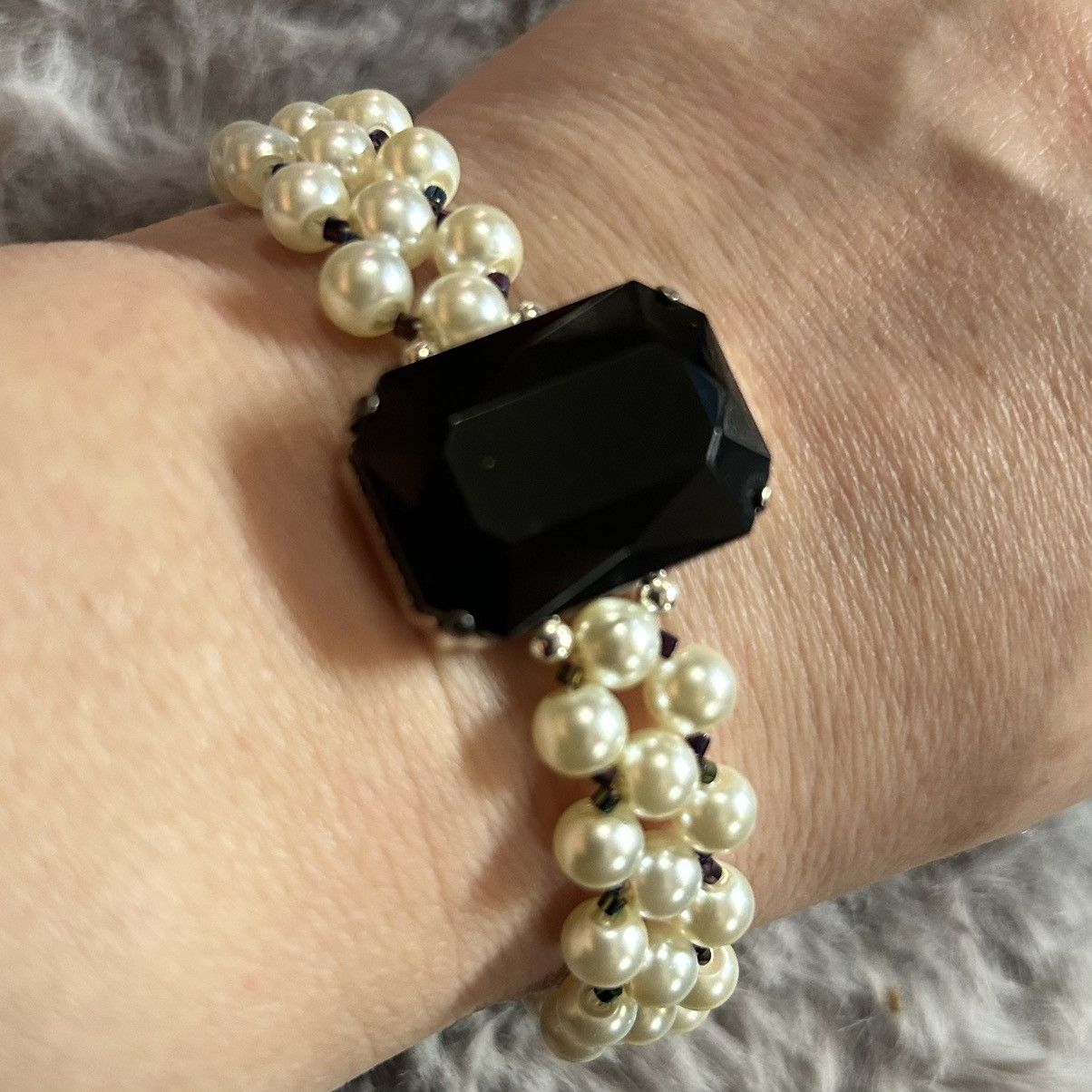 Handmade Handcrafted classic Czech glass pearl rainbow bracelet Size ONE SIZE - 1 Thumbnail