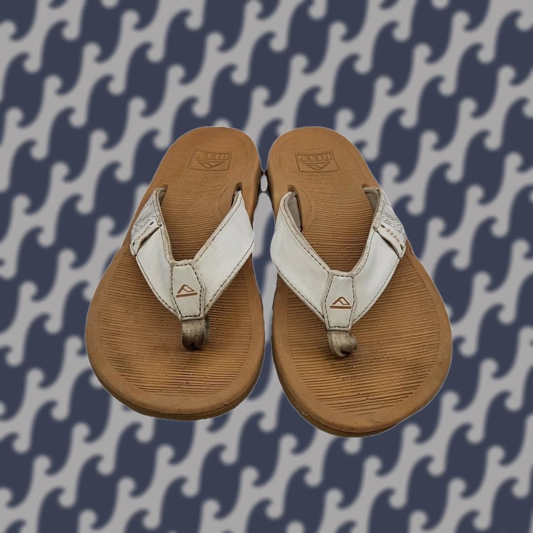REEF Reef Women Flip Flop Sandal White Tan Cushioned Footbed Casual Beach Sandals Size US 7 / IT 37 - 1 Thumbnail