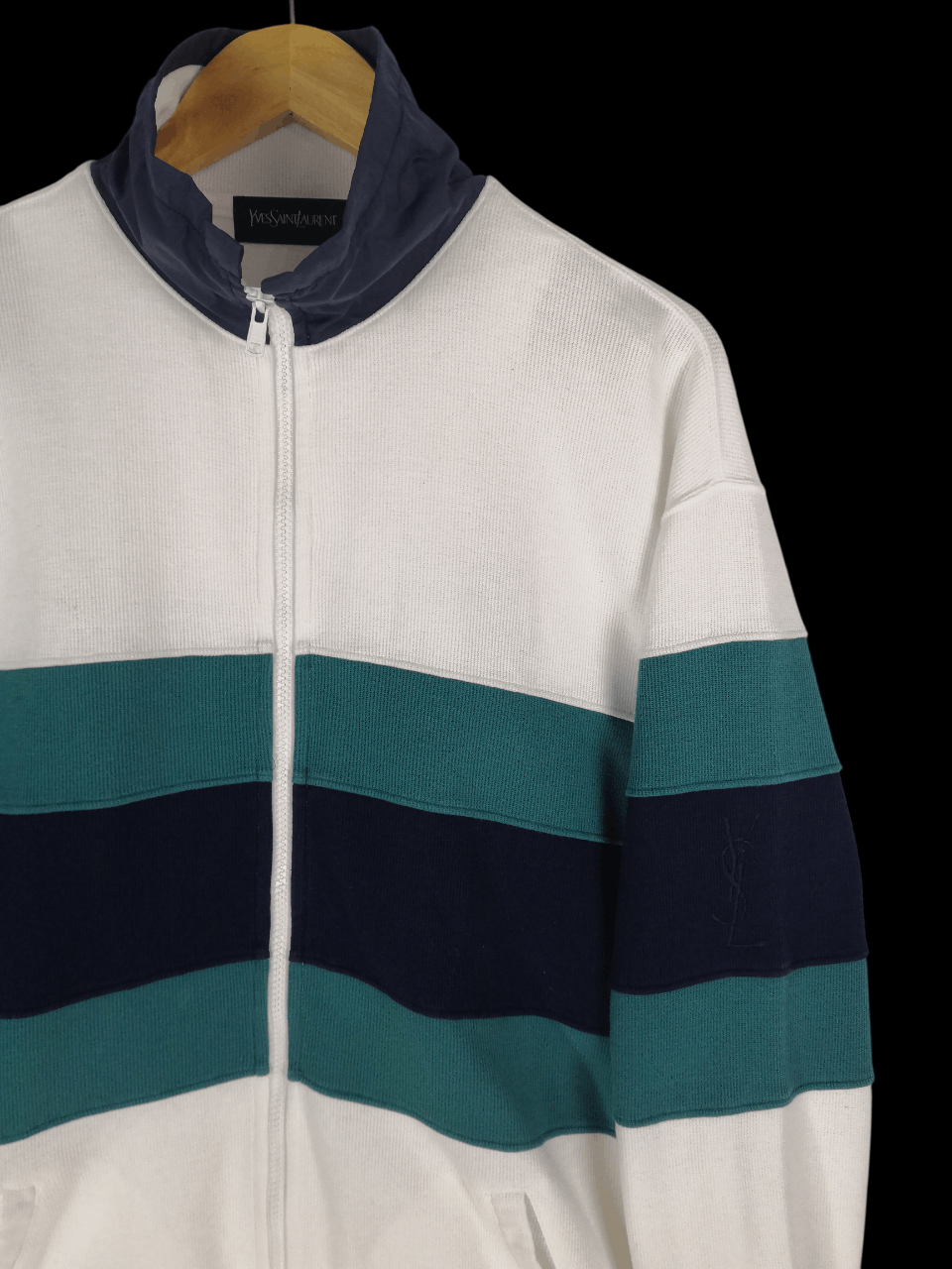 Yves Saint Laurent Vintage 90s Yves Saint Laurent Spellout YSL Zipper Sweater Size US XL / EU 56 / 4 - 2 Thumbnail