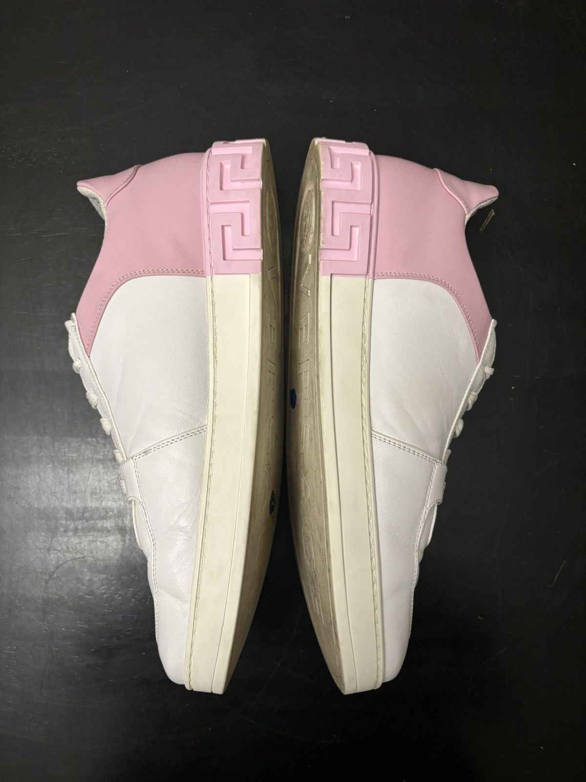 Versace Versace Greca Leather Zip Sneakers White Pink Size US 12 / EU 45 - 3 Thumbnail