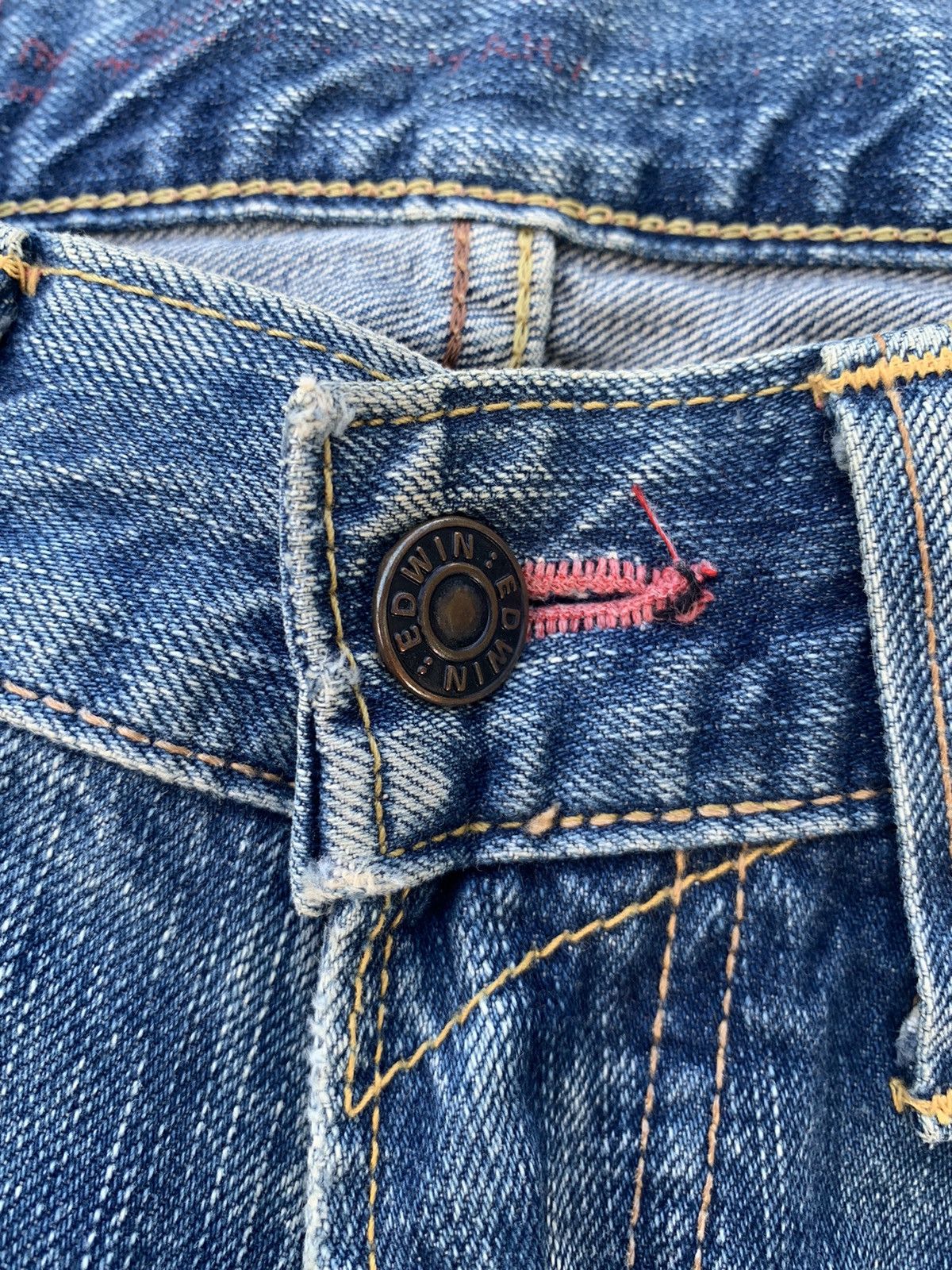 Kapital VINTAGE EDWIN 504 JAPANESE FADED & RUSTY DISTRESSED DENIM Size US 32 / EU 48 - 15 Thumbnail