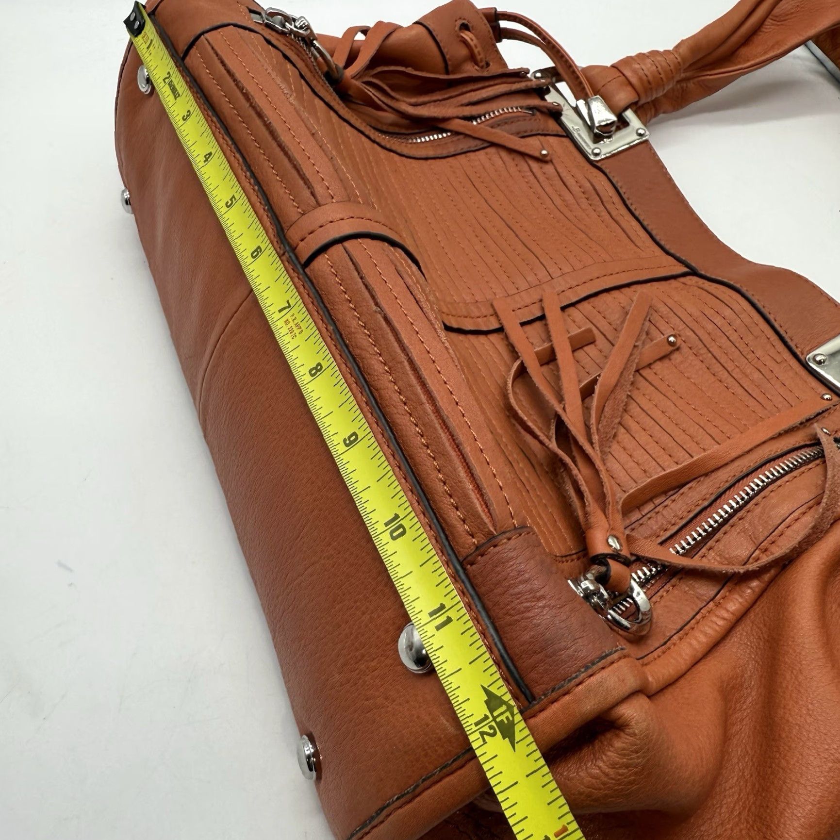 Doublet B. Makowsky Womens Orange Leather Shoulder Bag Medium Black Hardware Size ONE SIZE - 4 Thumbnail
