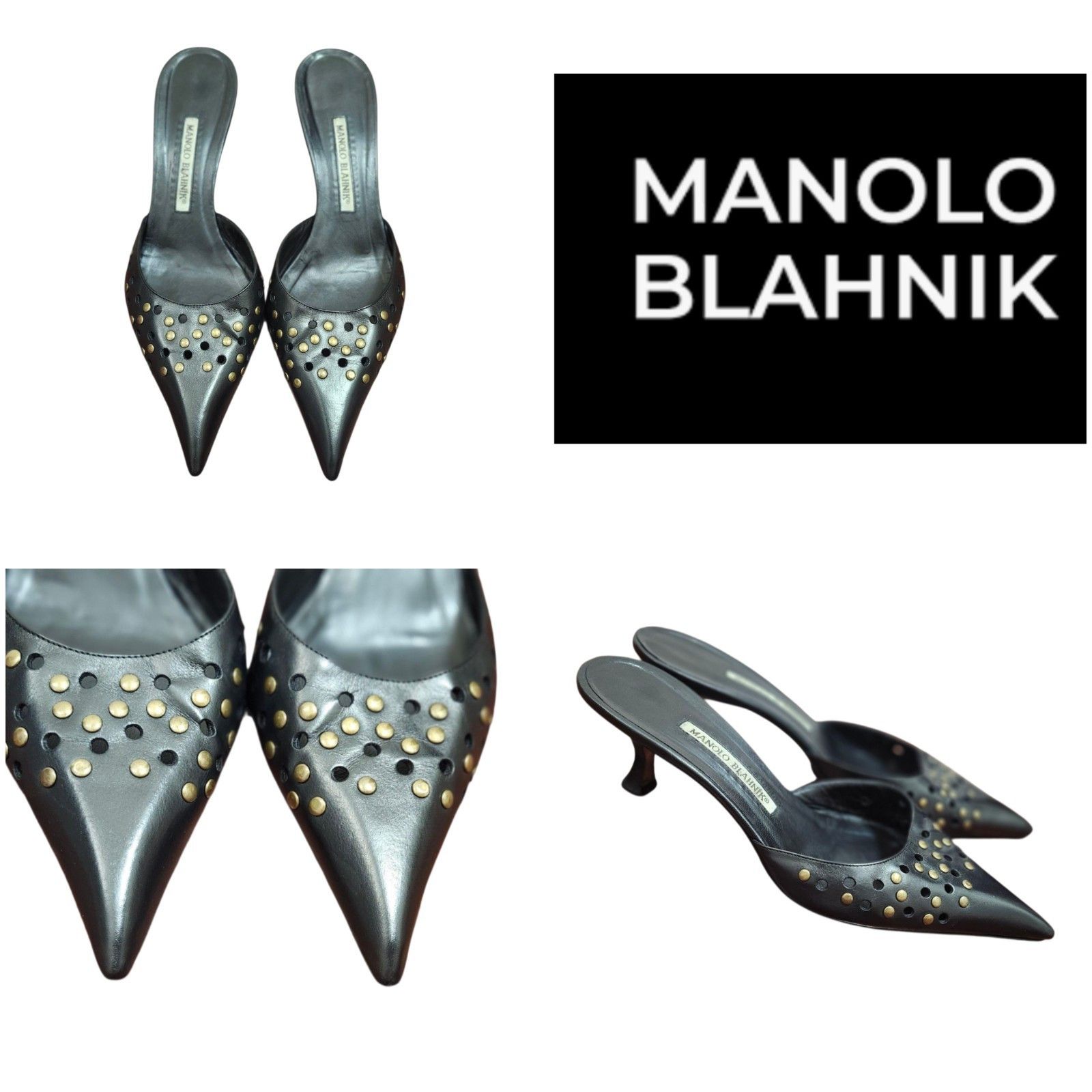 Manolo Blahnik Manolo Blahnik Leather Lasercut Accents Mules Women's Size US 10 / IT 40 - 15 Thumbnail