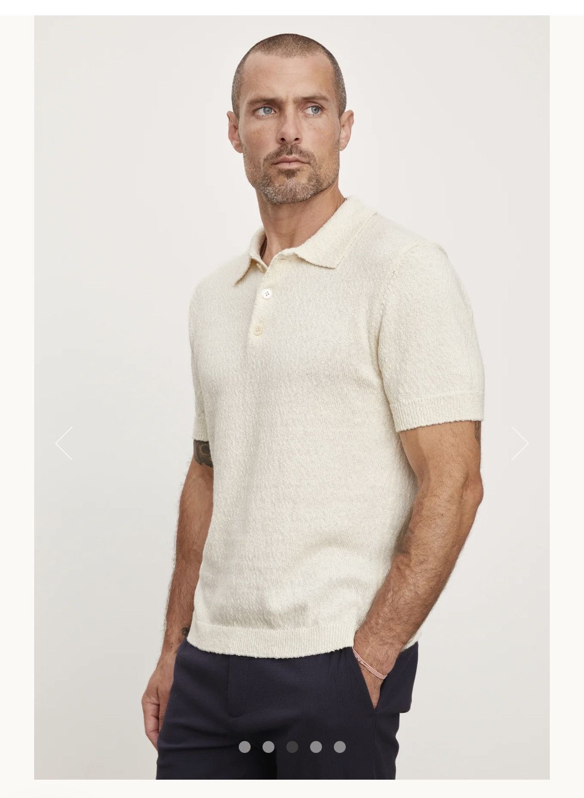 Velvet Velvet, SZ L Ecru Tiberius Knit Polo NWT Never Worn Size US L / EU 52-54 / 3 - 6 Thumbnail