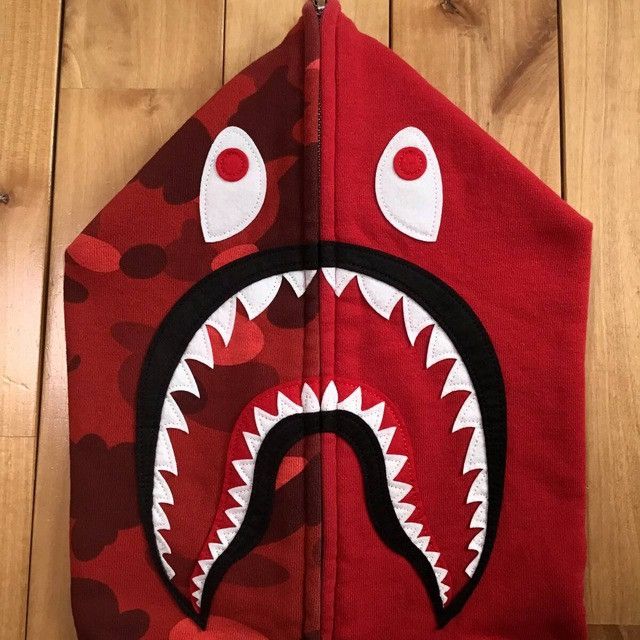 Bape BAPE Red camo shark full zip hoodie a bathing ape Size US L / EU 52-54 / 3 - 3 Thumbnail