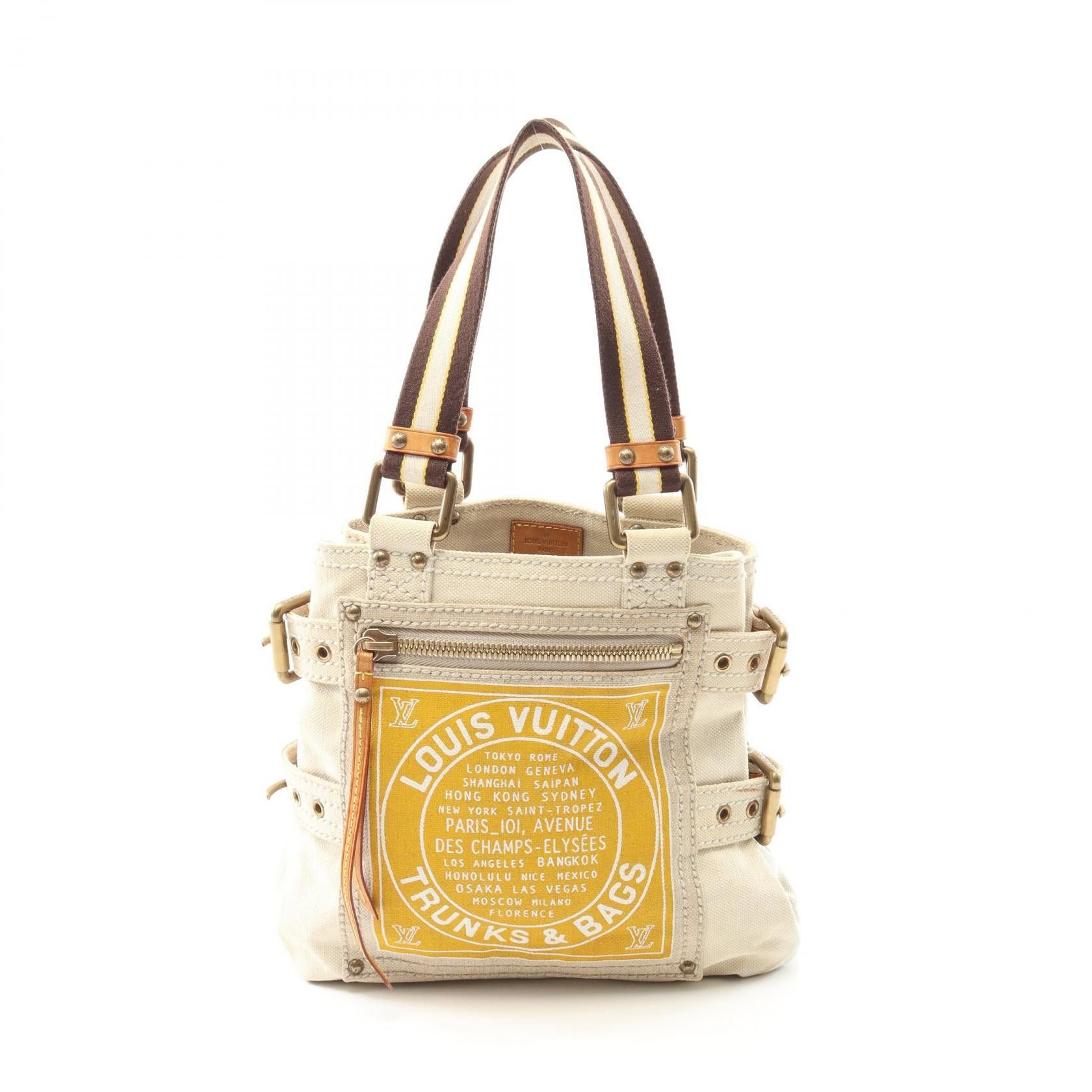 Louis Vuitton Louis Vuitton Globe Shopper Pm Cruise Line Handbag Canvas Leather Ivory Yellow Brown Multicolor Size ONE SIZE - 1 Thumbnail