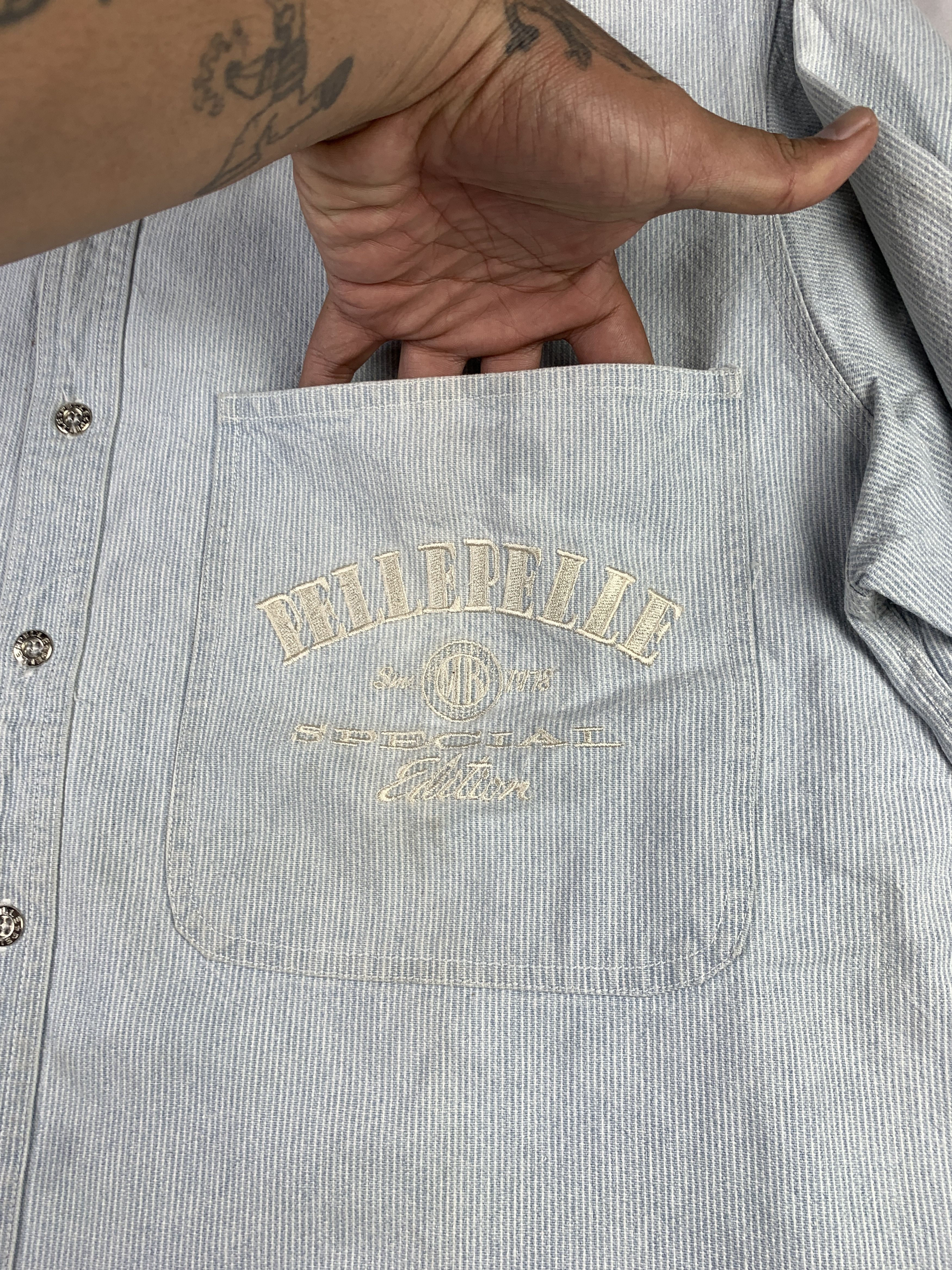 Marc Buchanan Pelle Pelle by Marc Buchanan Soft Blue Heavy Shirt (L) Size US L / EU 52-54 / 3 - 2 Thumbnail