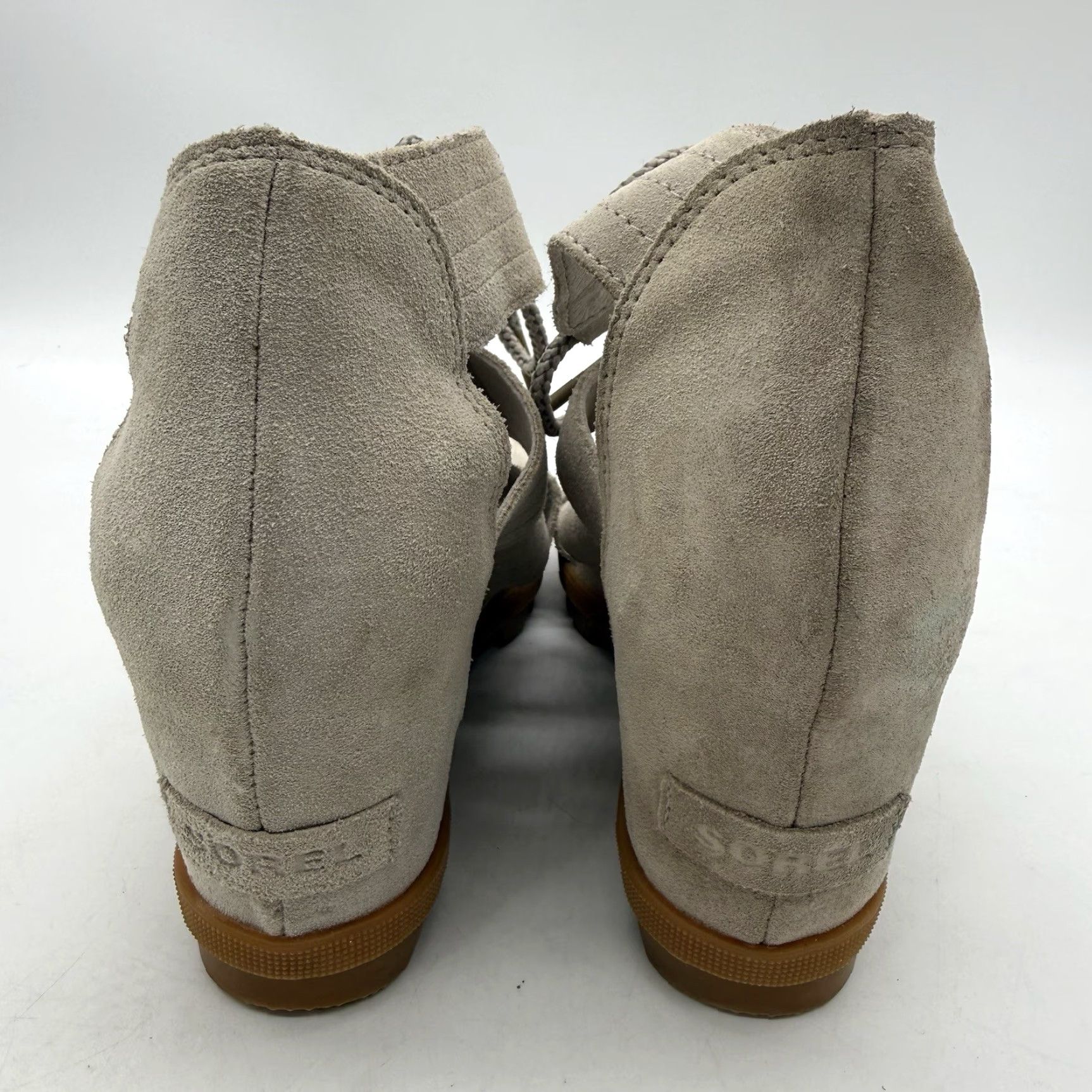 SOREL Sorel Joanie Open Toe Gladiator Sandal Womens 9.5 Beige Suede Lace Up Wedge Shoes Size US 10 / IT 40 - 4 Thumbnail