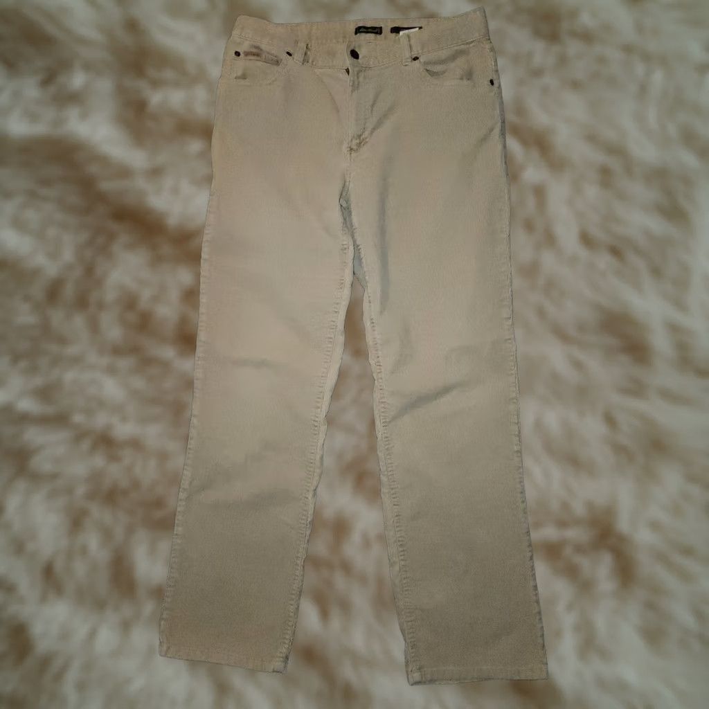Eddie Bauer VINTAGE Eddie Bauer Corduroy Pants Womens 12 Tan Mid Rise Straight Leg Stretch Chino 90s Nature Preppy Mens Womens Girls Boys Size 34" / US 12 / IT 48 - 1 Thumbnail