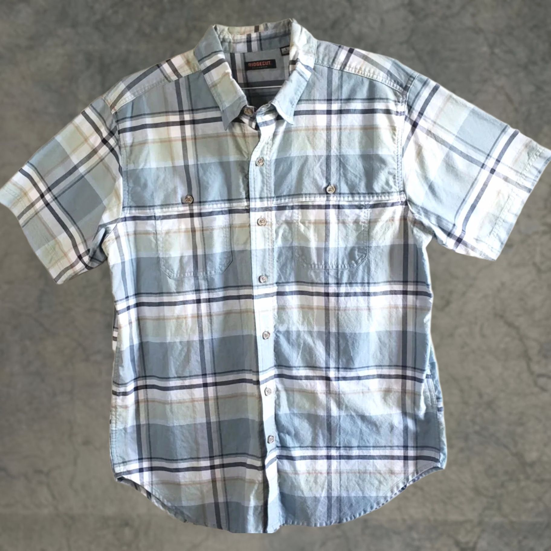 Vintage Ridgecut Toughwear Shirt Men L Green Blue Plaid Button Up Short Sleeve Size US L / EU 52-54 / 3 - 1 Thumbnail