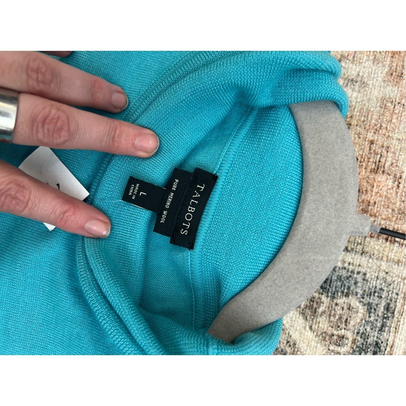 Robert Talbott Talbots Teal Blue Pure Merino Wool Turtleneck Tye Sweater Si Size L / US 10 / IT 46 - 4 Thumbnail
