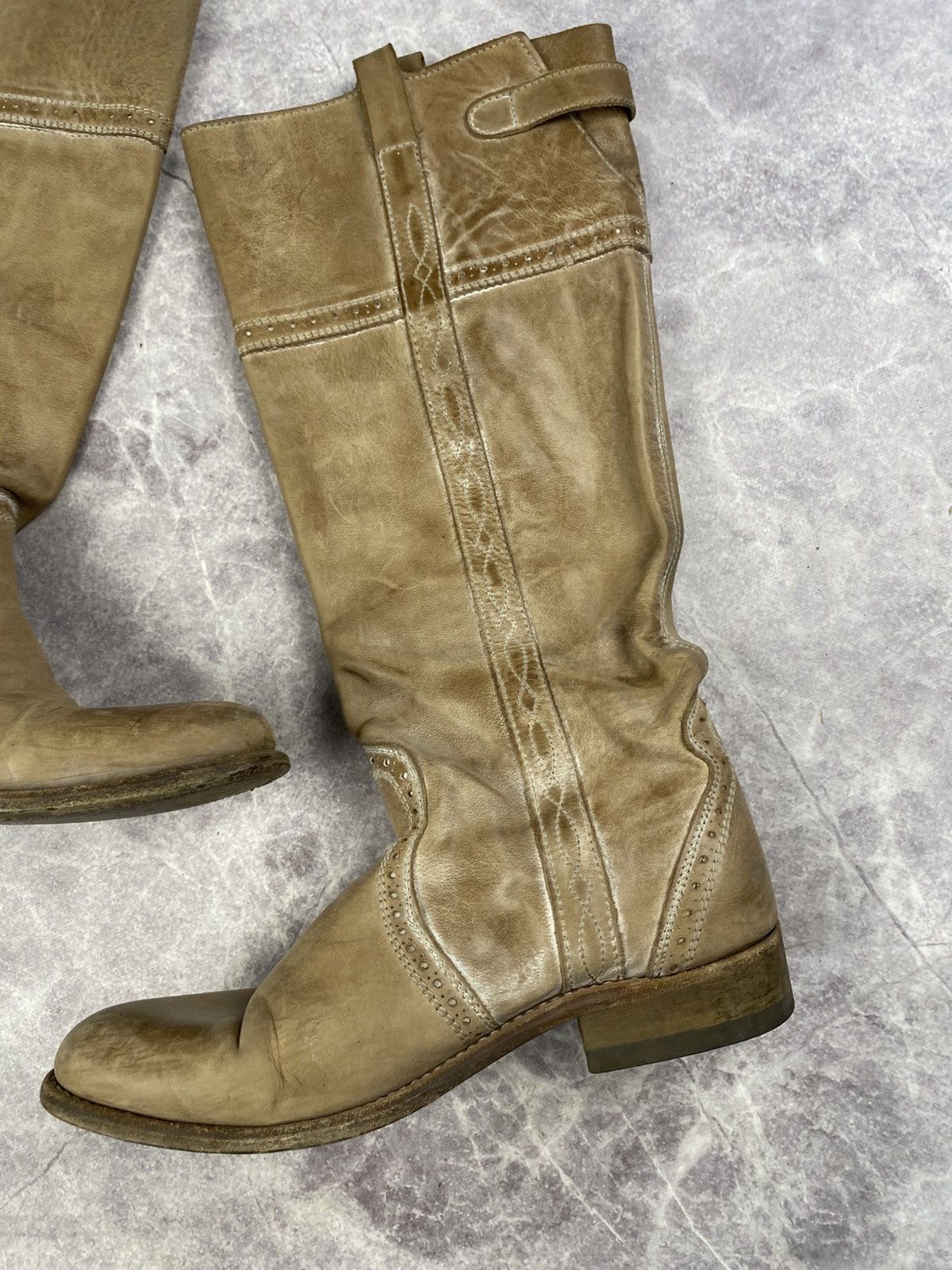 Sancho Boots Sancho Boots leather western knee-high boots beige size: 38 Size US 8 / IT 38 - 10 Thumbnail
