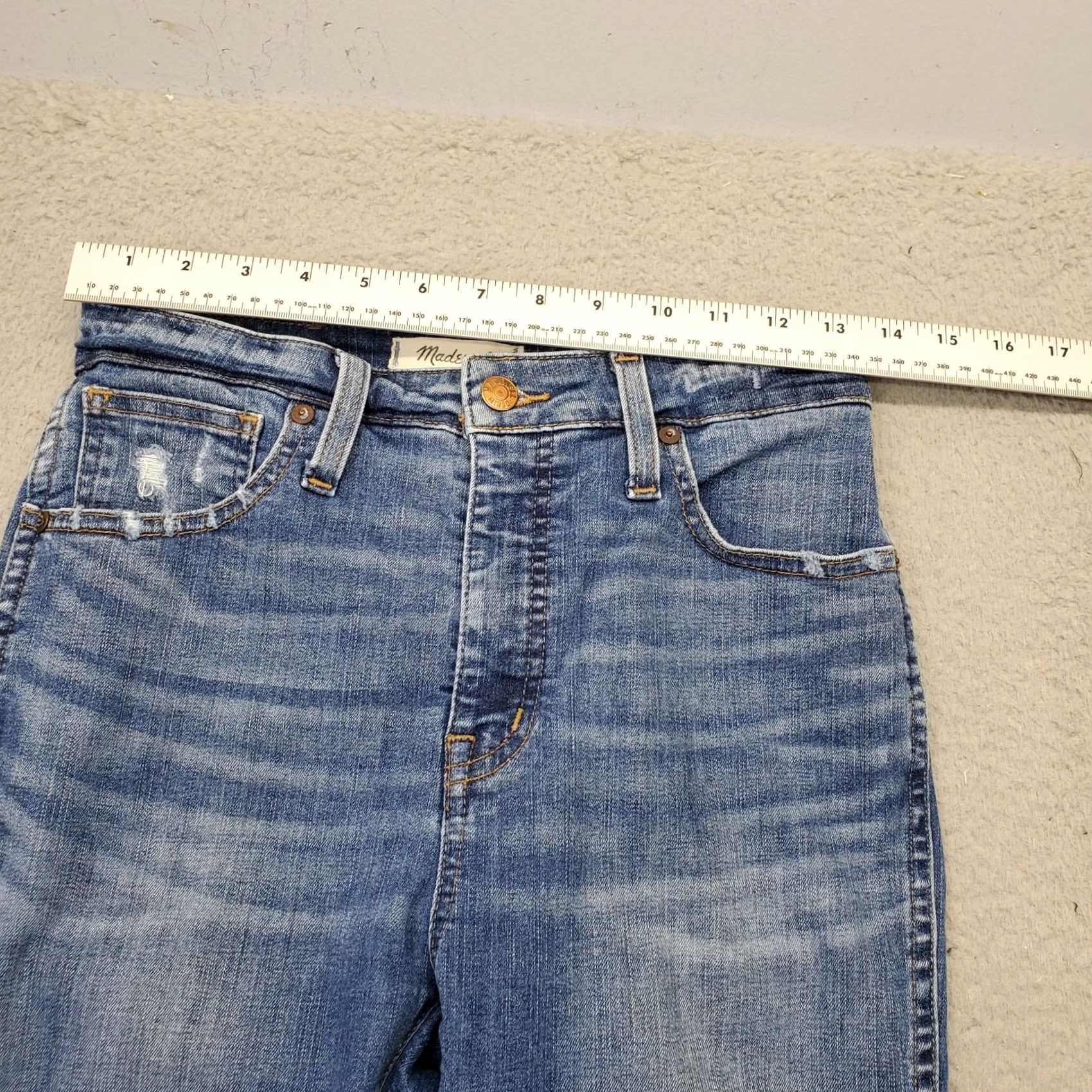 Madewell Madewell Skinny Jeans Women 27 Petite Blue Denim Stretch Boho Raw Hem Whiskered Distressed Jeans Mens Women Girls Size 27" / US 4 / IT 40 - 5 Thumbnail