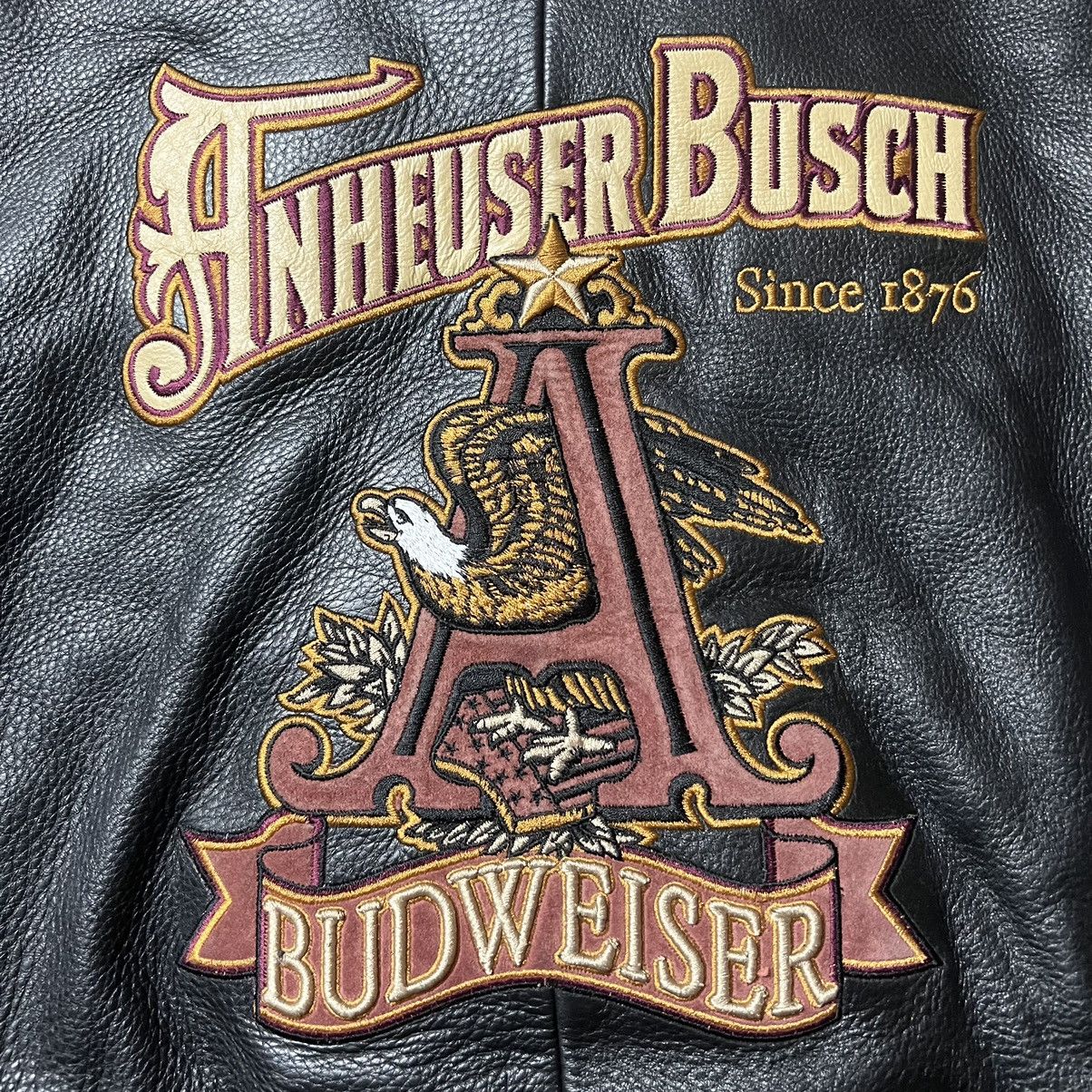 Budweiser × Vintage Vintage 90’s Budweiser Anheuser Busch Leather Jacket Size US L / EU 52-54 / 3 - 3 Thumbnail