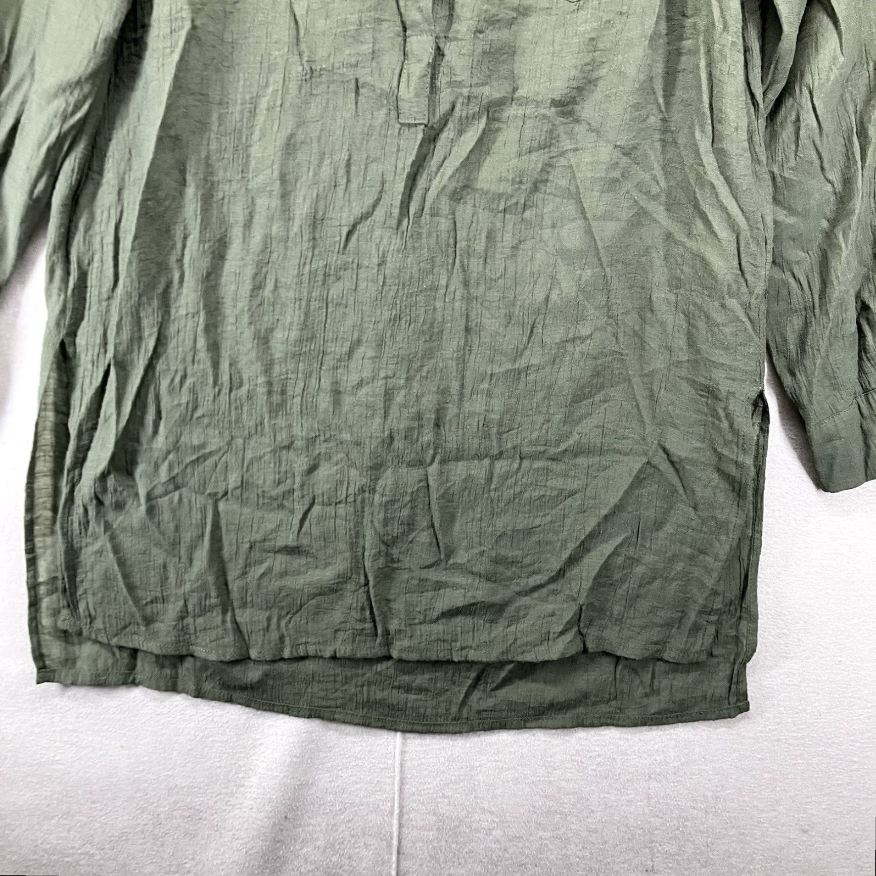 Nanette Lepore Nanette Lepore Women's Blouse Small Sage Green Button Collared Long Sleeve Rayon Blend Relaxed Fit Casual Shirt 90s Bohemian Beach Size S / US 4 / IT 40 - 7 Thumbnail