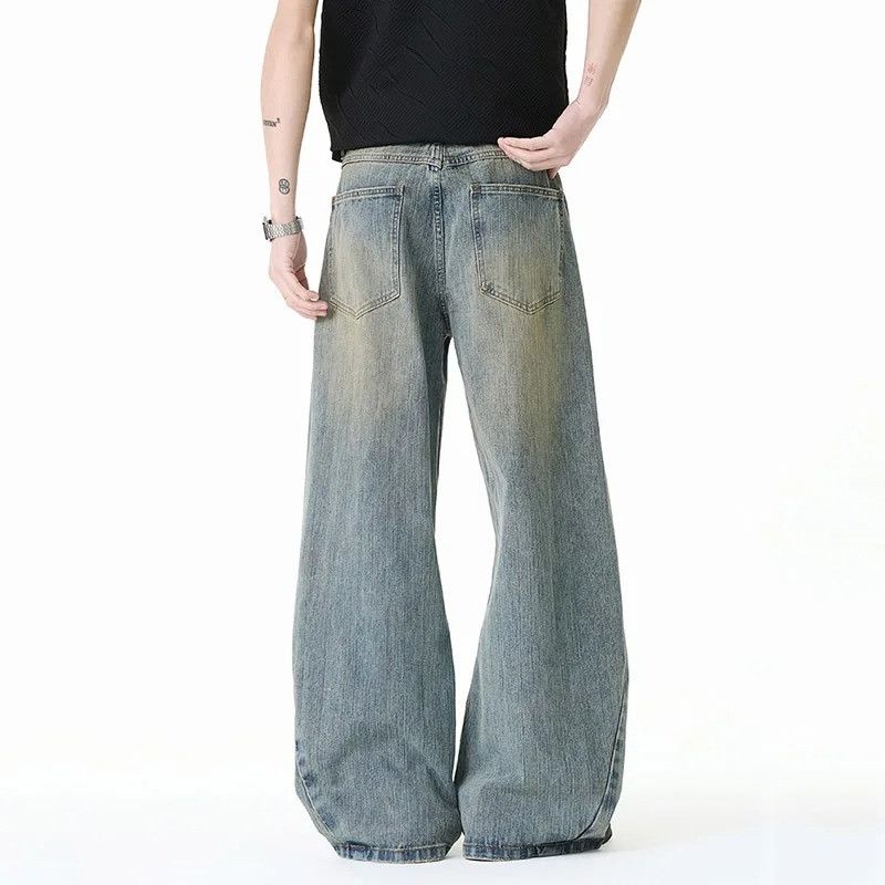 Vintage Patchwork Design Straight Leg Men's Jeans Size US 33 - 5 Thumbnail