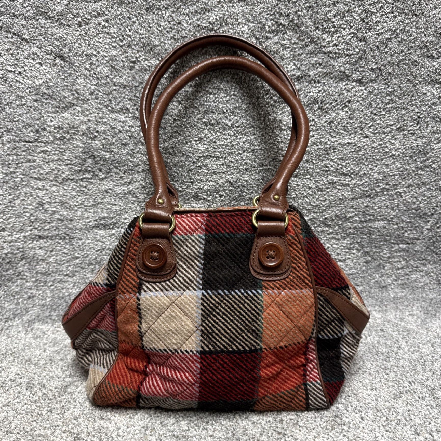 Vera Bradley Vera Bradley Purse Colorblock Wool Leather Quilted Top Handle Bag Womens Size ONE SIZE - 3 Thumbnail