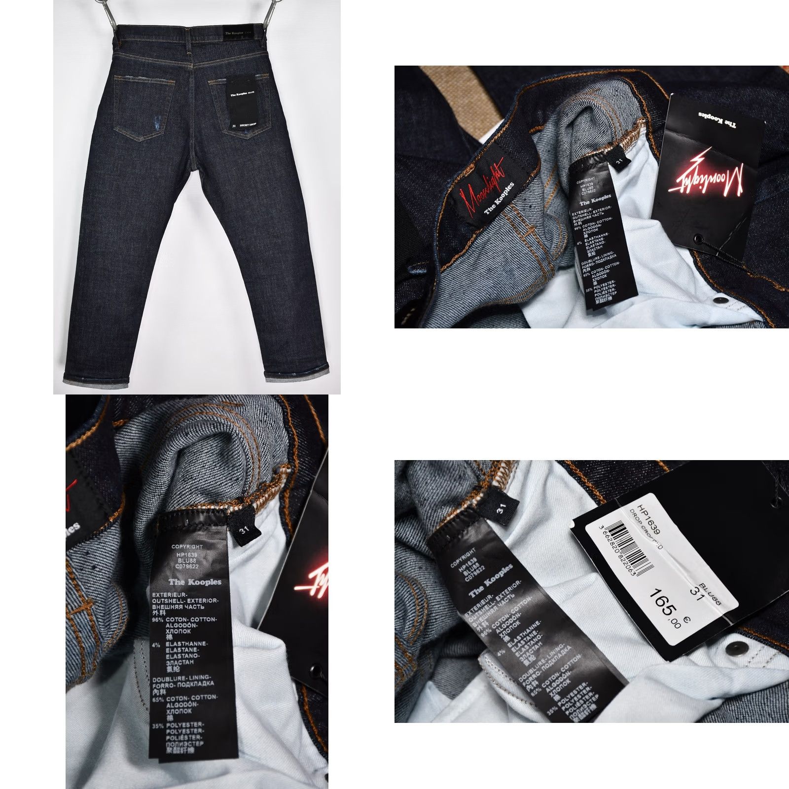 The Kooples The Kooples Moonlight Men's Short Drop Cropped Jeans W31 Blue Denim 5-Pocket 96%Cotton 4%Elastane Cropped 90s Style Mens Size US 31 - 8 Thumbnail