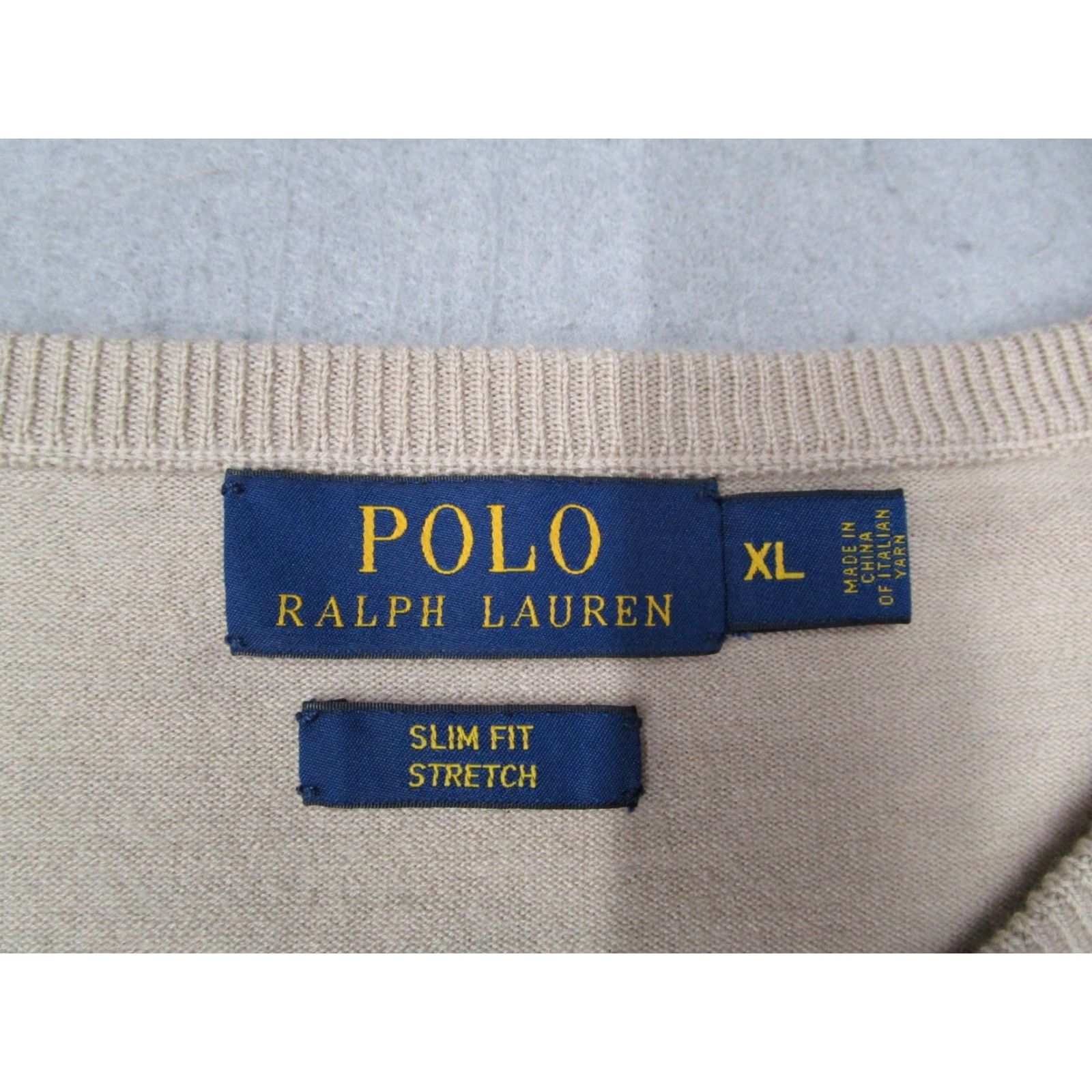 Polo Ralph Lauren Polo Ralph Lauren Sweater Extra Large Beige Slim Fit Wool Blend Pullover Mens Size US XL / EU 56 / 4 - 2 Thumbnail
