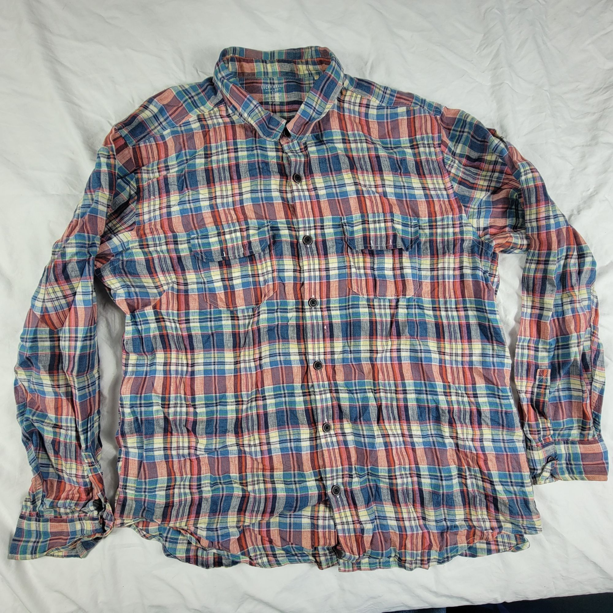 Lucky Brand Lucky Brand Irish Linen By Baird McNutt Mens 2XL Red Blue Pl Size US XXL / EU 58 / 5 - 1 Thumbnail