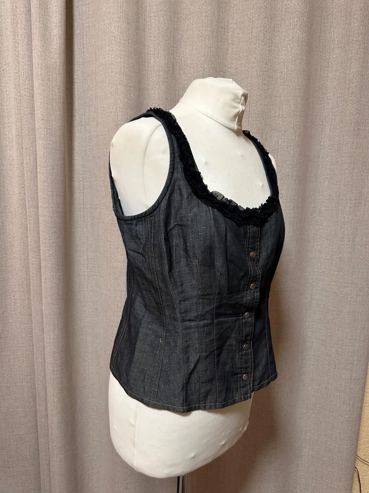 Kenzo vintage 90s KENZO denim top ruffles button up tank top Size M / US 6-8 / IT 42-44 - 2 Thumbnail