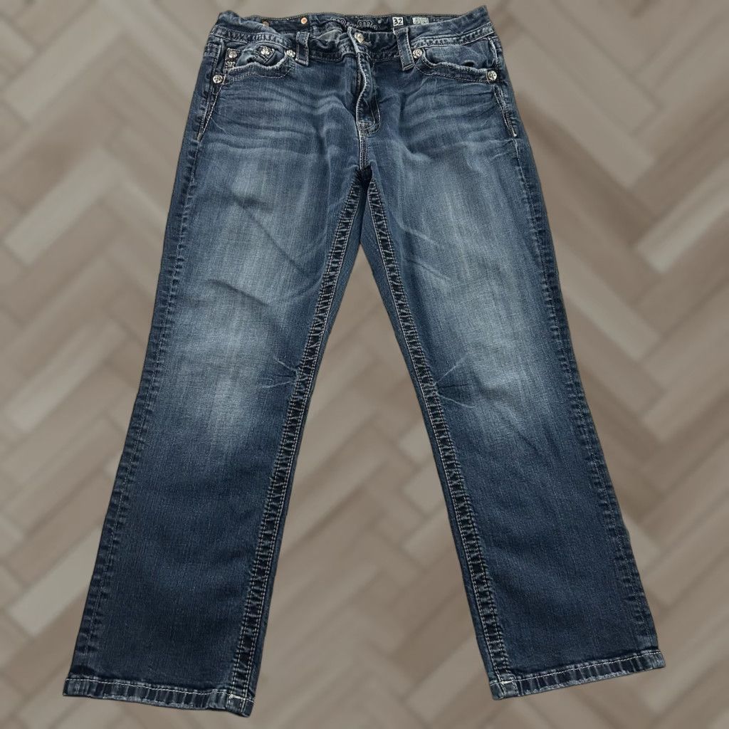 Miss Me Miss Me Jeans Cropped Denim Blue 32 WOMEN's Y2K Vintage? Size 24" / US 00 / IT 34 - 1 Thumbnail
