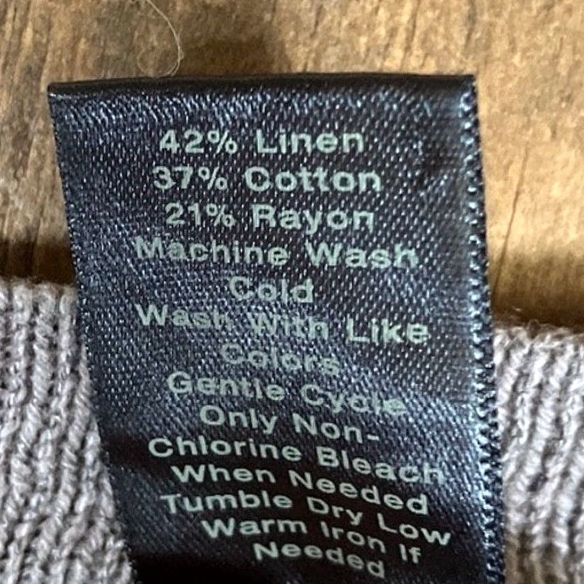 Ann Taylor VINTAGE Ann Taylor Womens Cardigan Sweater Gray Open Front Linen Blend Petite LP Size L / US 10 / IT 46 - 7 Thumbnail
