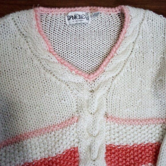 Other Vintage Danielle Mod Cable Knit Stripe V-Neck Sweater Size M / US 6-8 / IT 42-44 - 1 Thumbnail