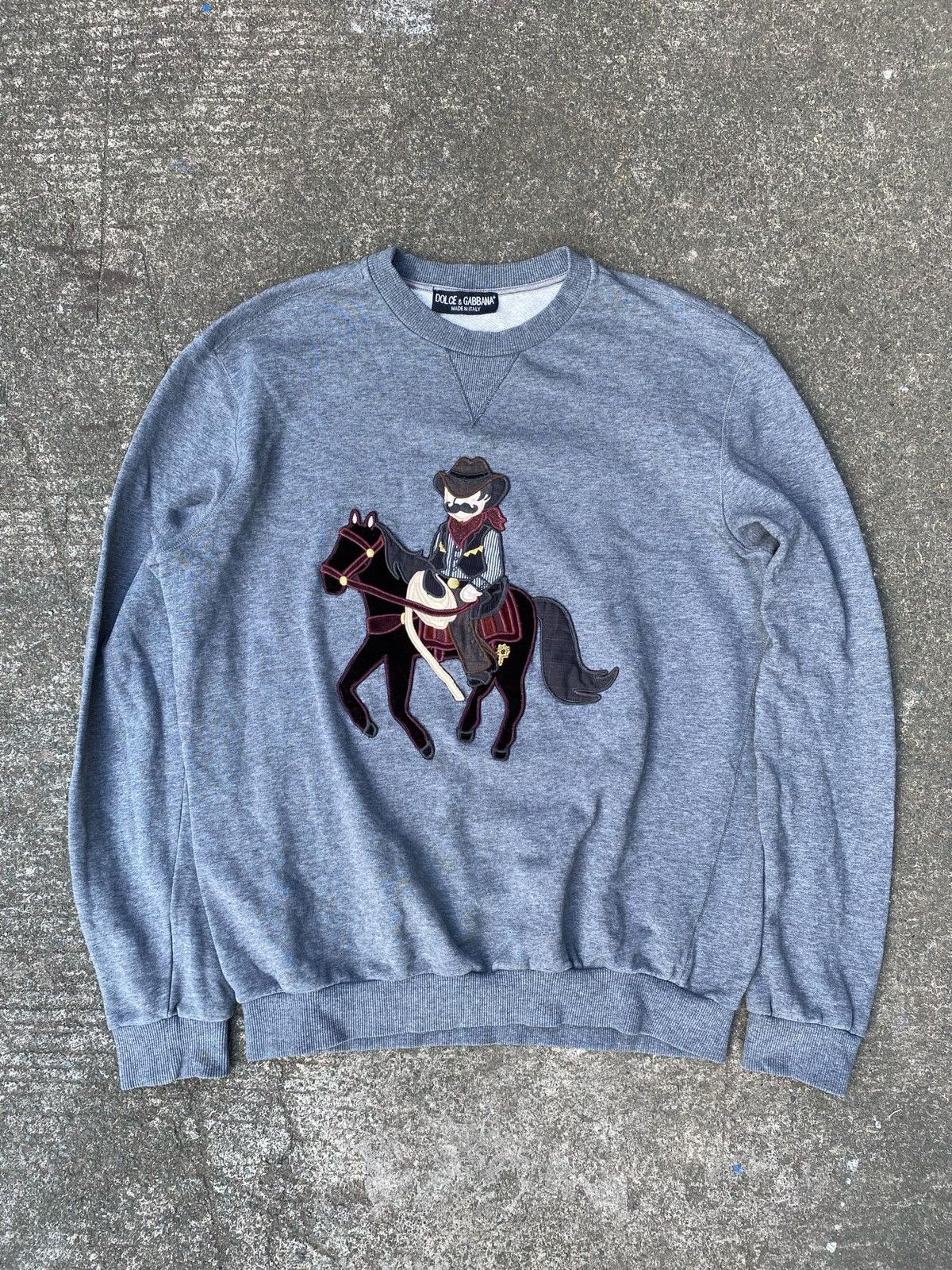 Dolce & Gabbana Dolce&Gabbana - Tan Cowboy and Horse Sweater Size US L / EU 52-54 / 3 - 3 Thumbnail