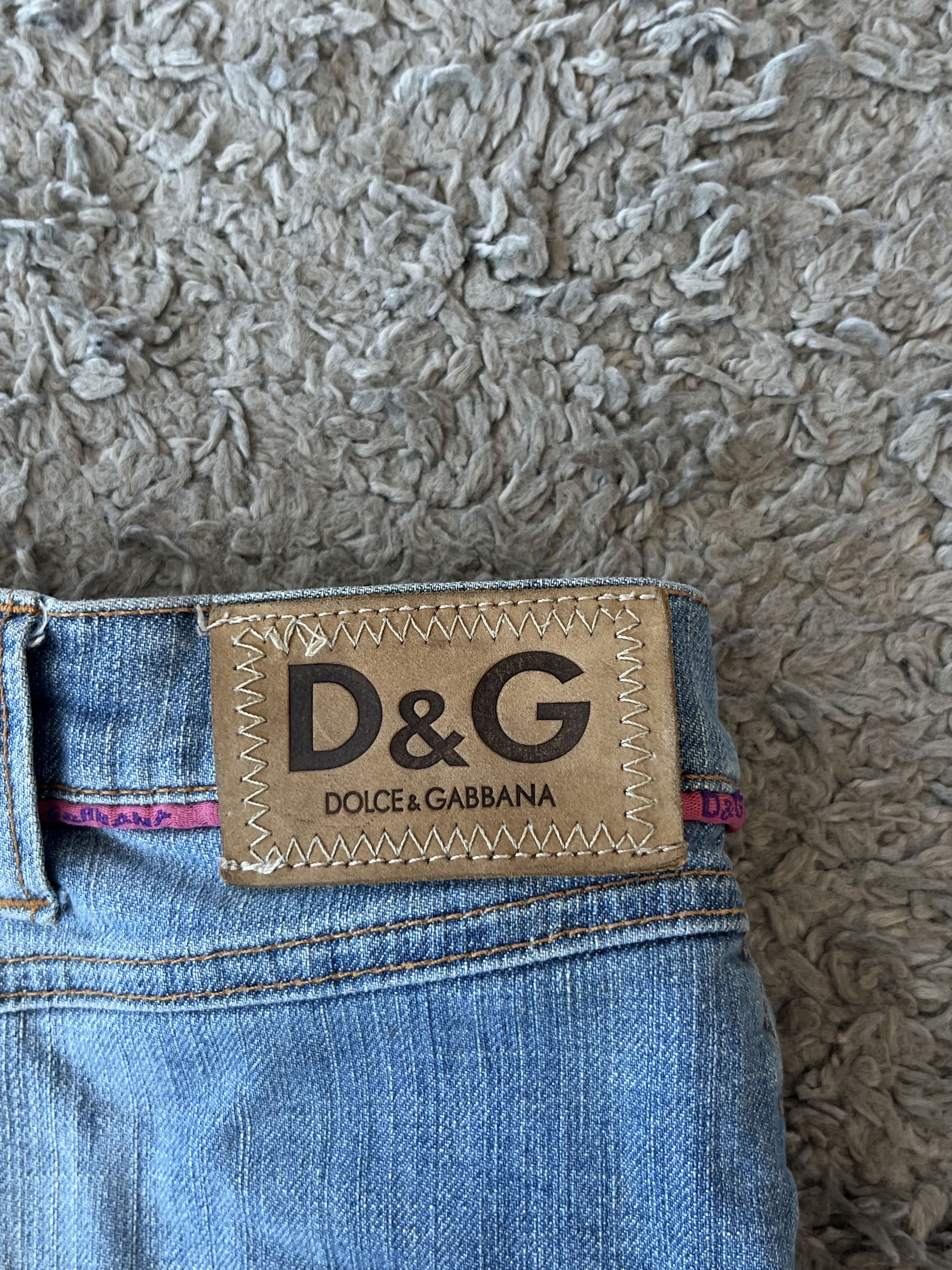 Dolce & Gabbana D&G Vintage Rare Mini Skirt With Pink Pipping On Blue Denim Size 30" / US 8 / IT 44 - 10 Thumbnail