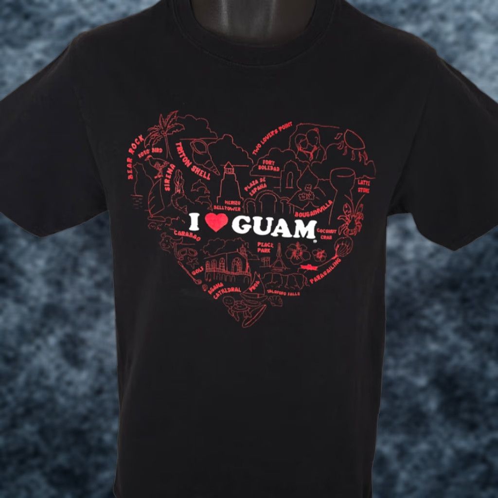 Port & Company I Love Guam Port & Company T-Shirt Mens Small Black Heart Travel Destination Tee Size US S / EU 44-46 / 1 - 1 Thumbnail