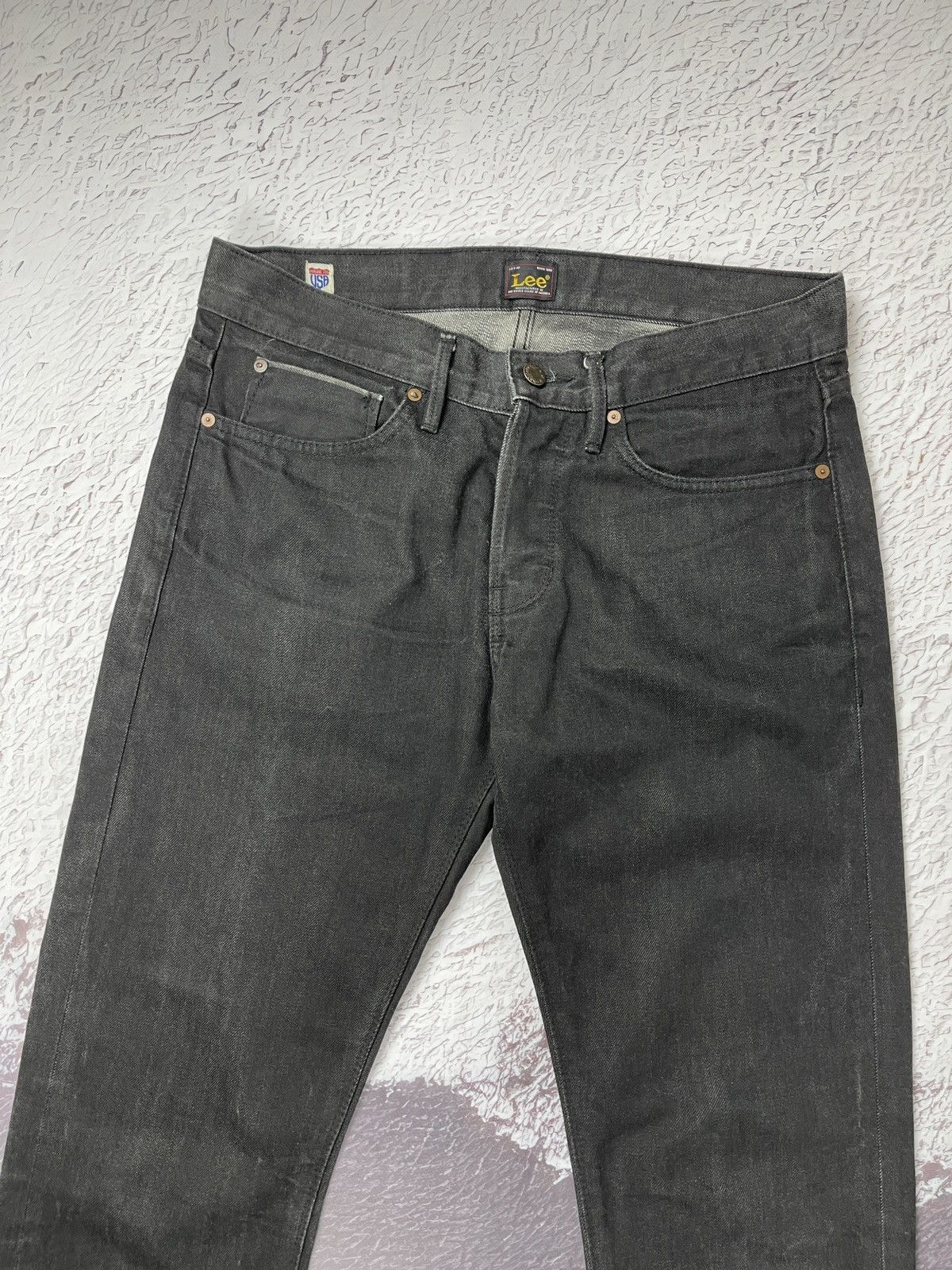 Lee Lee made in USA selvedge graphite black denim jeans Size US 31 - 9 Thumbnail