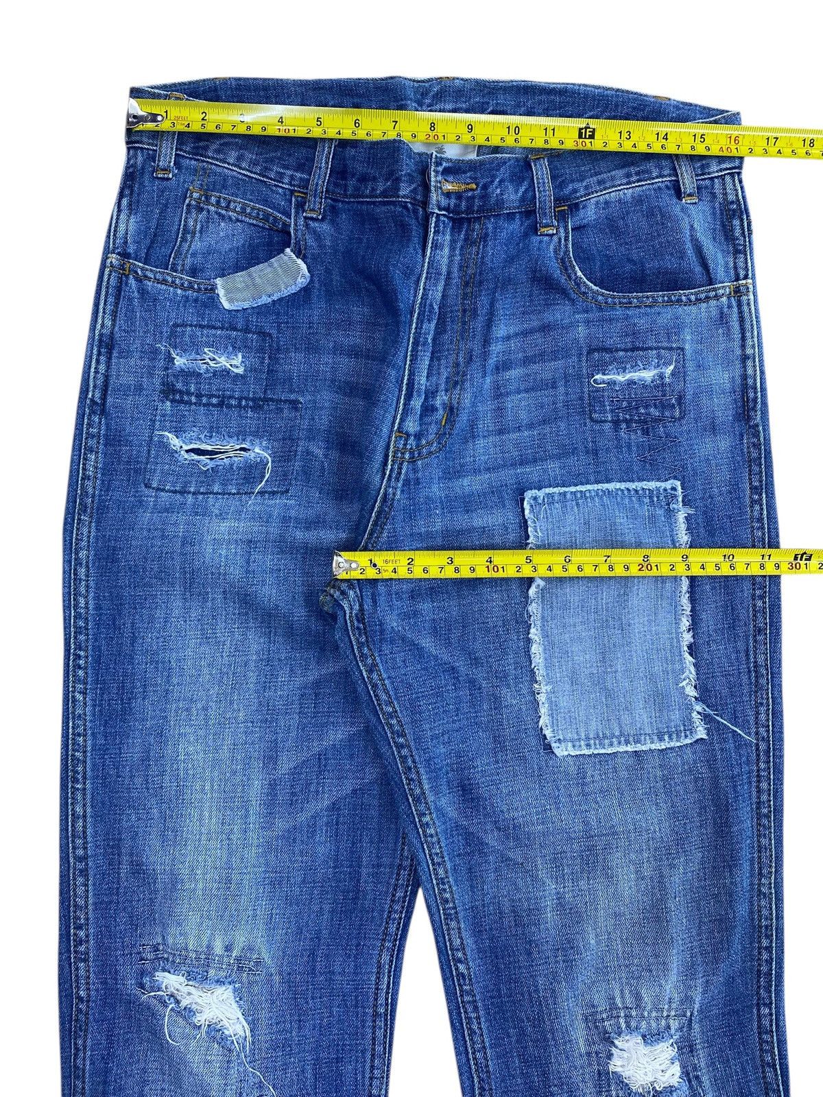 URBAN RESEARCH DOORS Urban Research Brand Ripped Patchwork Style Hairy Leg Jeans Size US 32 / EU 48 - 5 Thumbnail