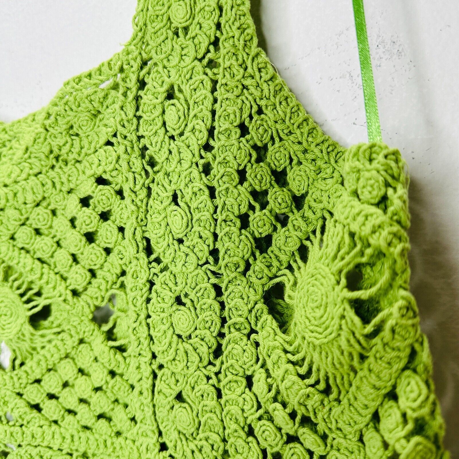 Zara NWT Zara Lime Green Square Neck Crochet Crop Tank Top Small Size S / US 4 / IT 40 - 6 Thumbnail