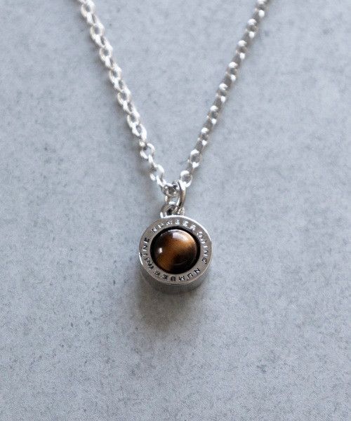 Number nine ROUND LOGO STONE CHARM NECKLACE