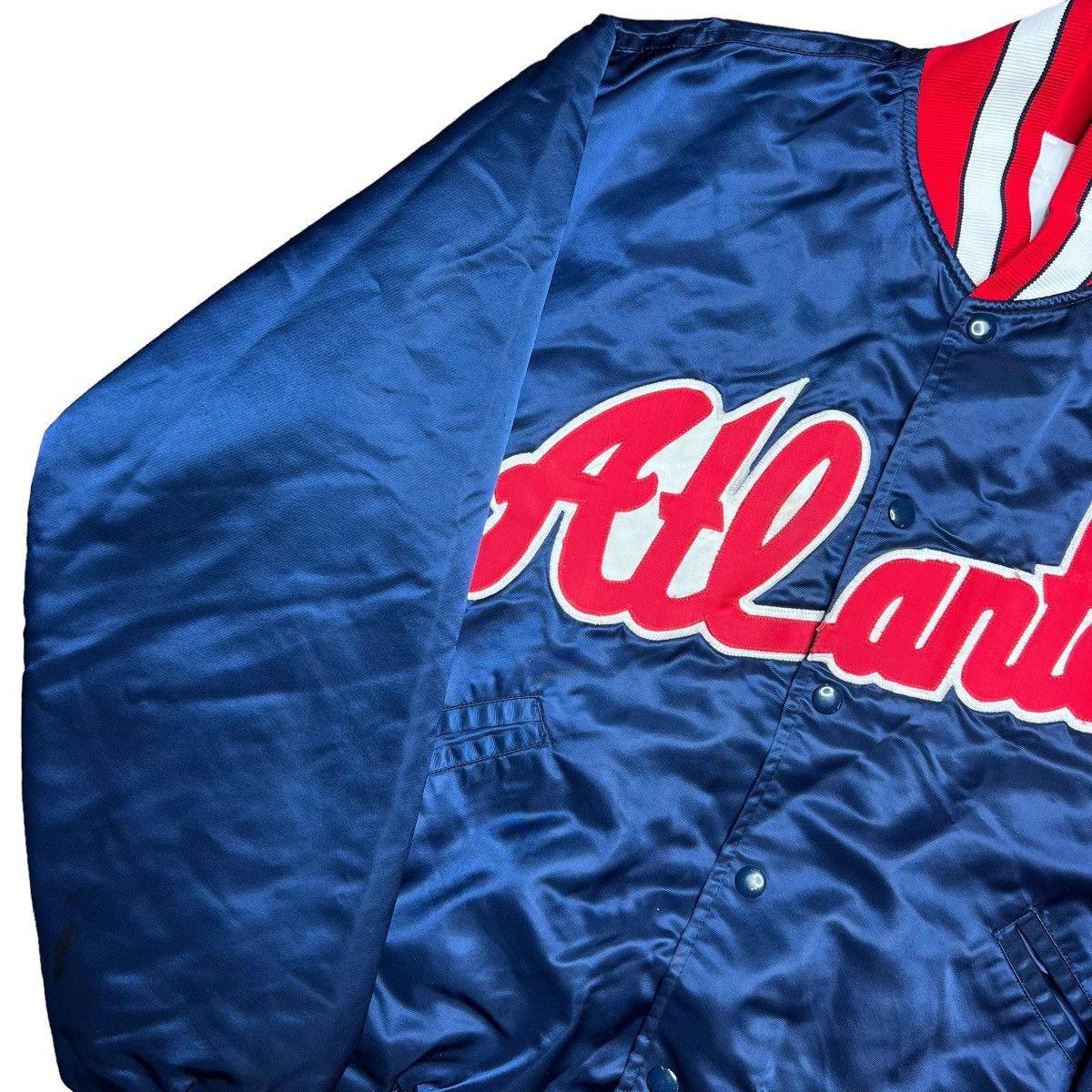 MLB × Vintage Vintage 1980s MLB Atlanta Braves Satin Bomber Jacket Size US L / EU 52-54 / 3 - 12 Thumbnail