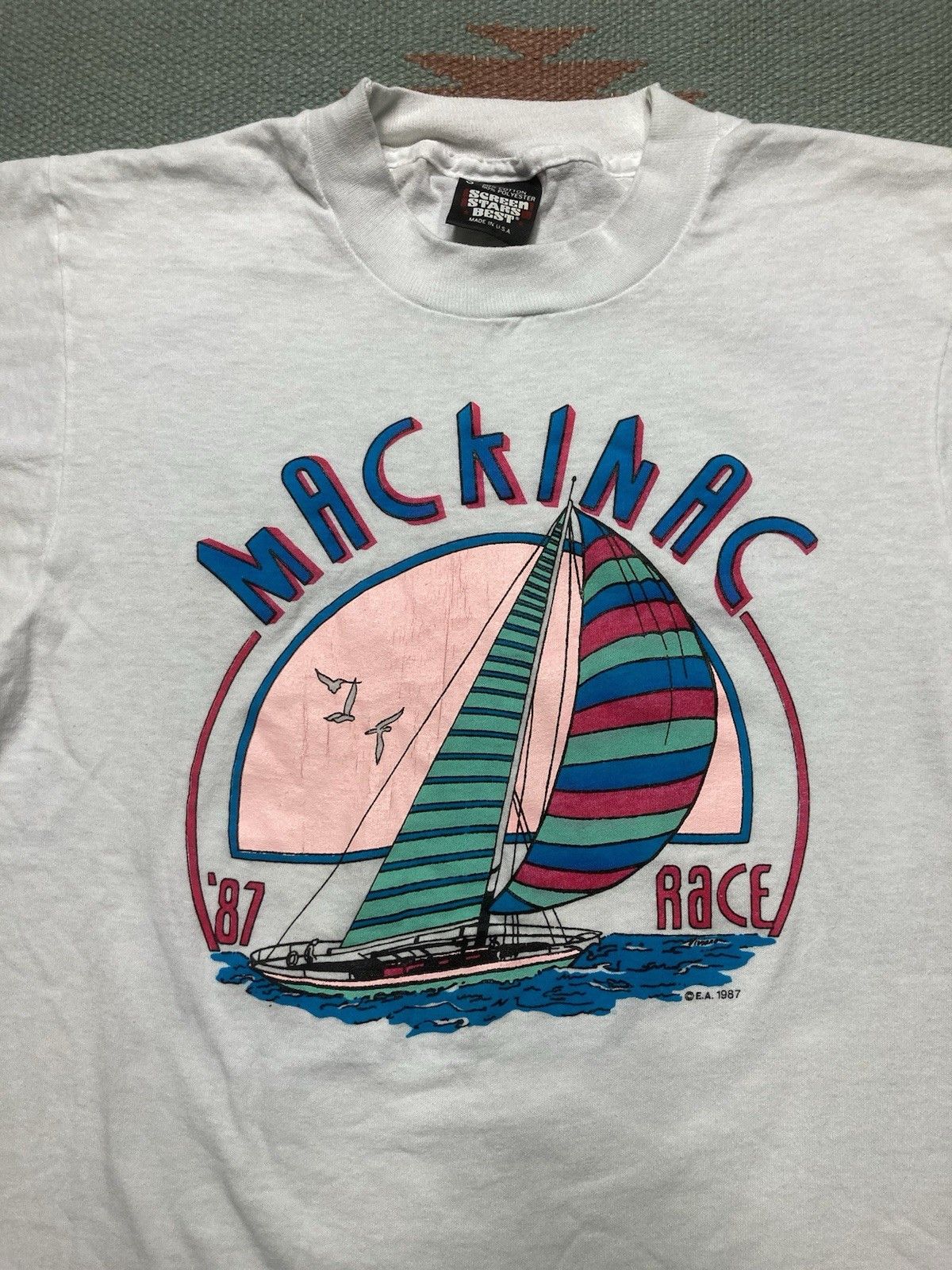 Vintage Vtg 80s t shirt mackinac sailboat race Michigan lake water S Size US S / EU 44-46 / 1 - 2 Thumbnail