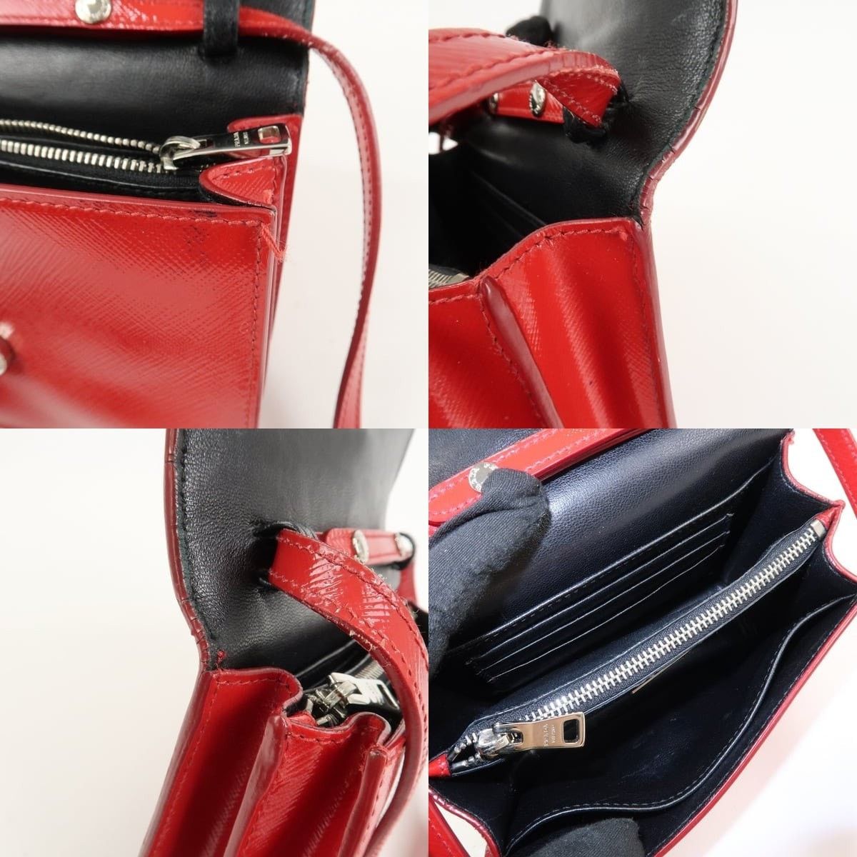 Prada Prada Saffiano Mini Shoulder Bag Red Size ONE SIZE - 7 Thumbnail