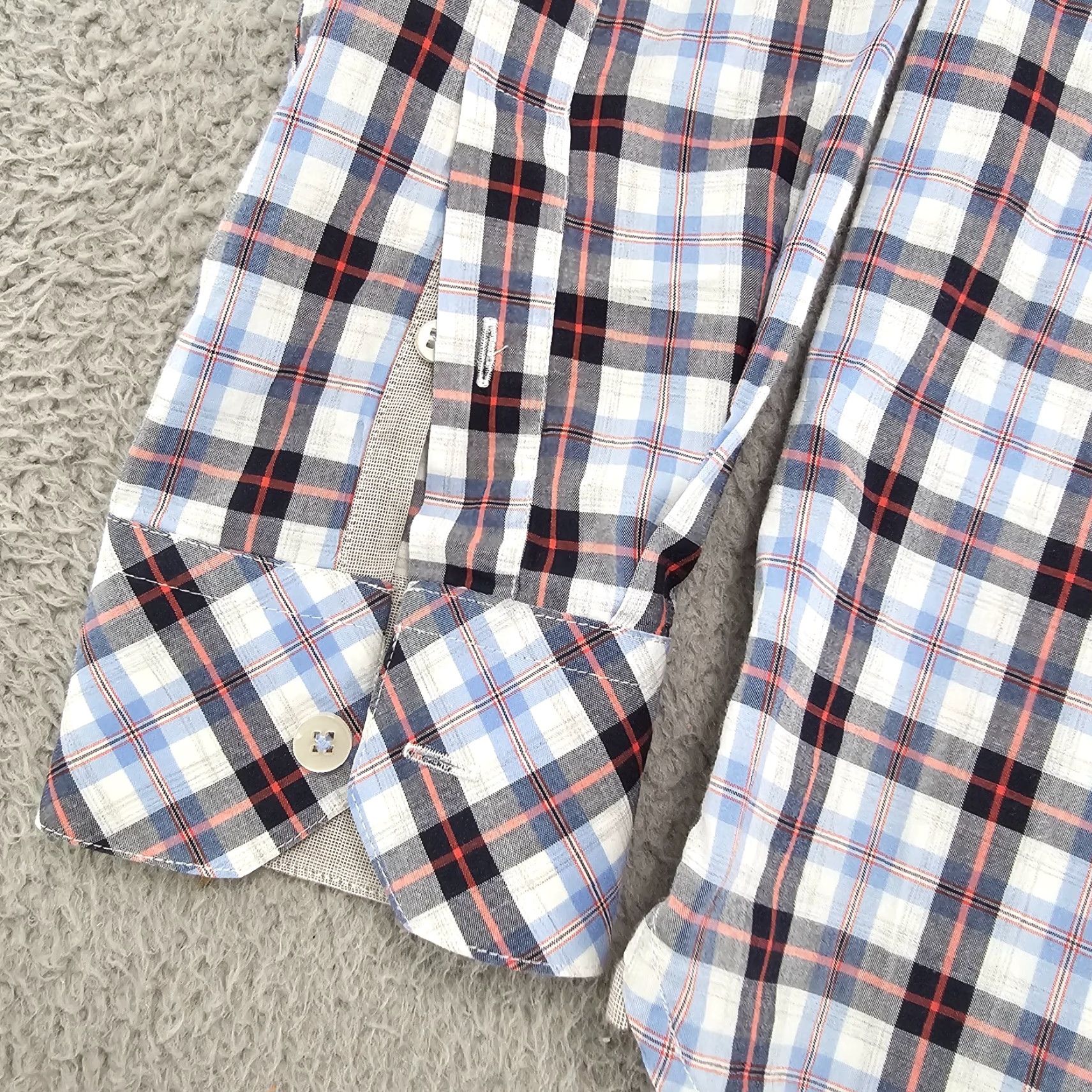 Vintage 7 Diamonds Shirt Mens Large Blue White Check Woven Button Up Long Sleeve Cotton Size US L / EU 52-54 / 3 - 4 Thumbnail