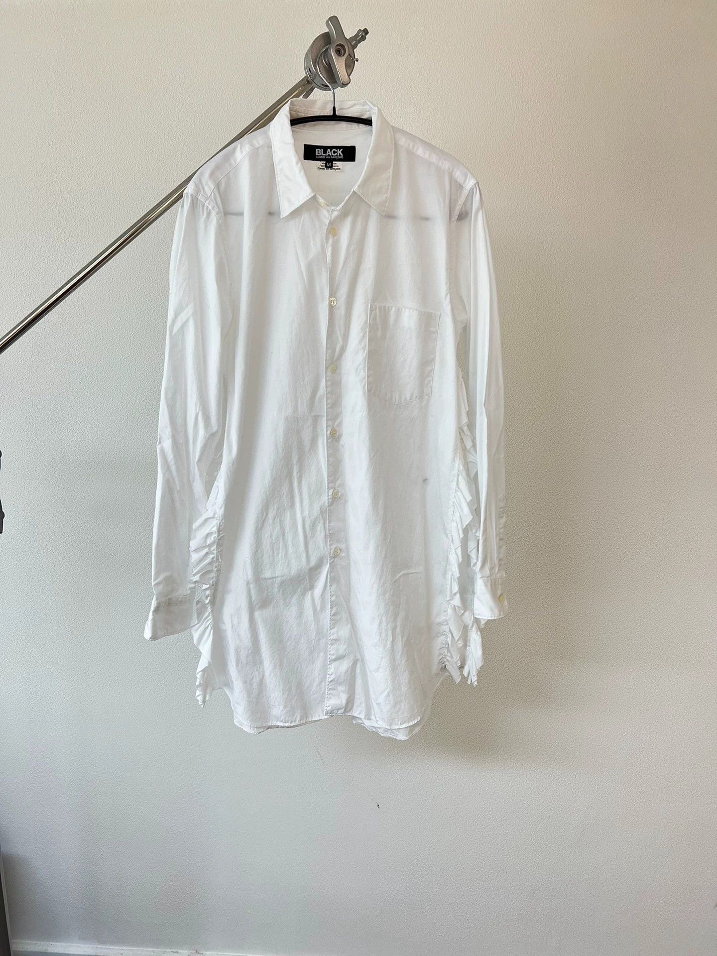Comme des Garcons CDG Black Pointed Collar Lace Trim Shirt Size US M / EU 48-50 / 2 - 1 Thumbnail