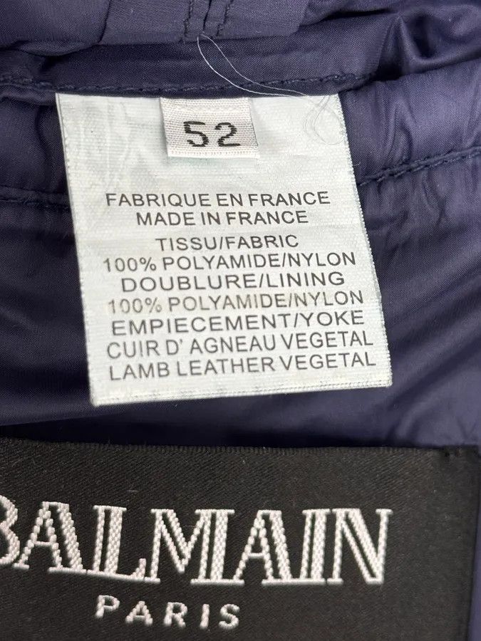 Balmain 2010s Balmain Blue Leather Shoulder Patch Puffer Jacket Size US M / EU 48-50 / 2 - 14 Thumbnail
