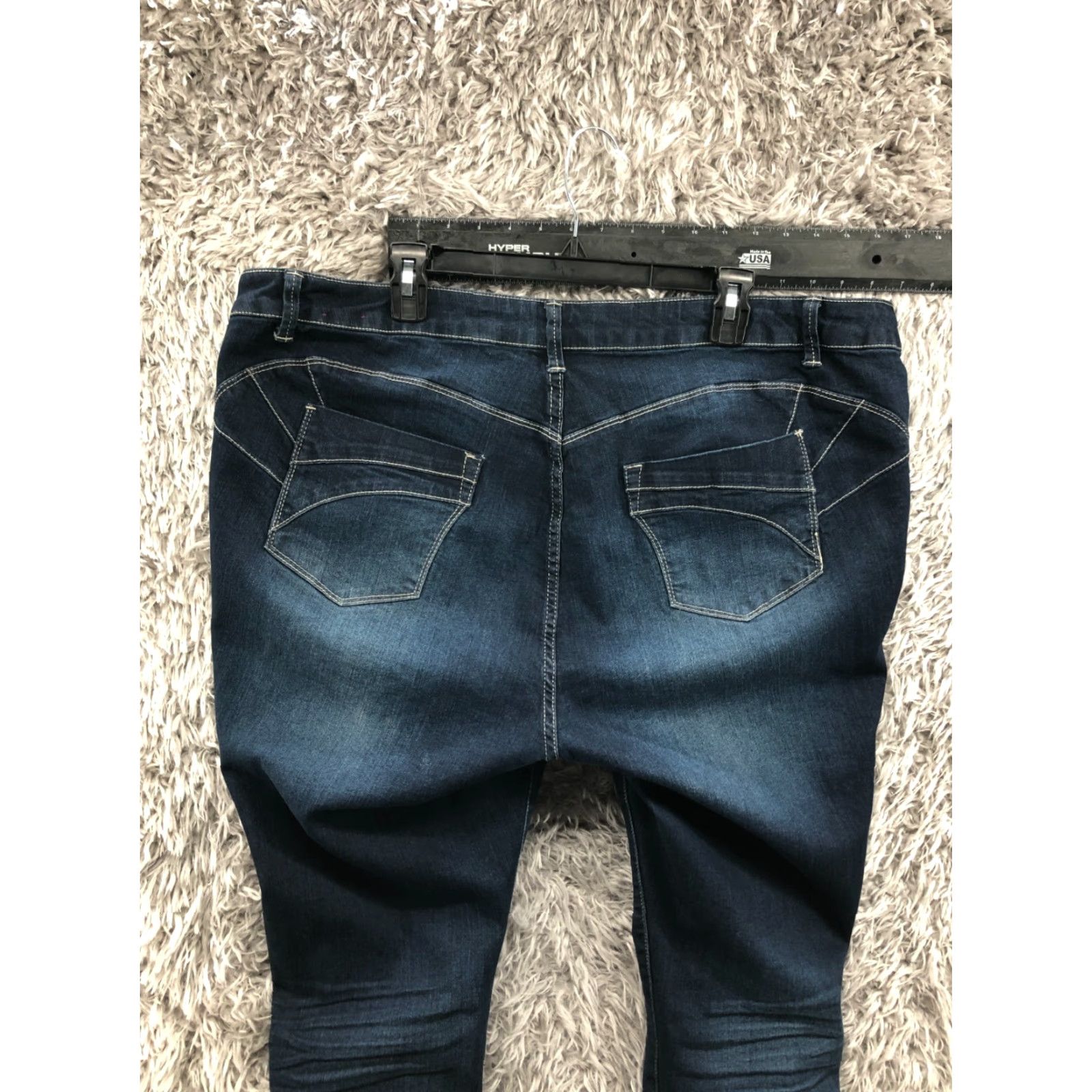 Vintage Blue Asphalt Jeans Skinny Plus Size 22 Womens Medium Wash Blue Denim 5-Pocket Design Regular Rise Belt Loops Zipper Button - 31in Inseam Size 40" / US 18 - 6 Thumbnail